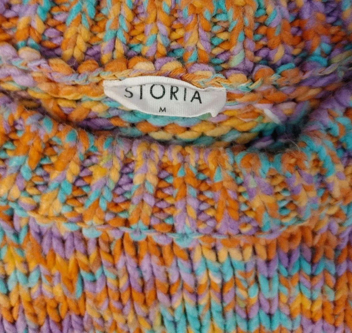 Storia Sweater Rainbow Confetti Crew Cropped Chunky Sweater Women’s Size Medium