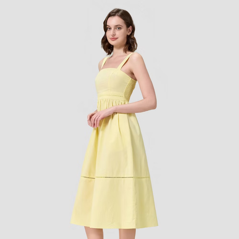 Women Poplin Fit and Flare Midi A-Line Dress – A New Day
