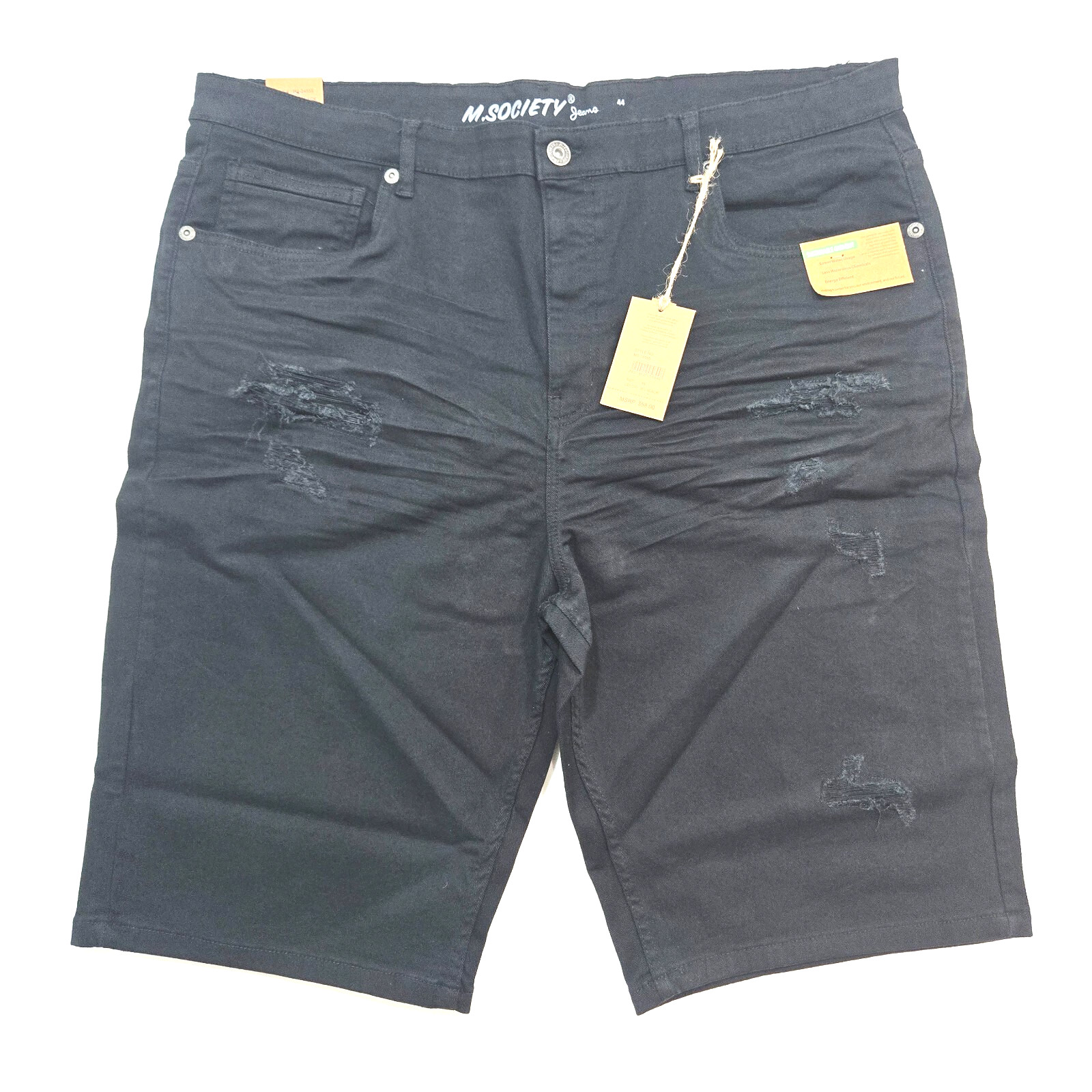 M.Society Men’s Big and Tall Stretchy Shorts Jet Black Denim Sizes 44 – 54 NWT