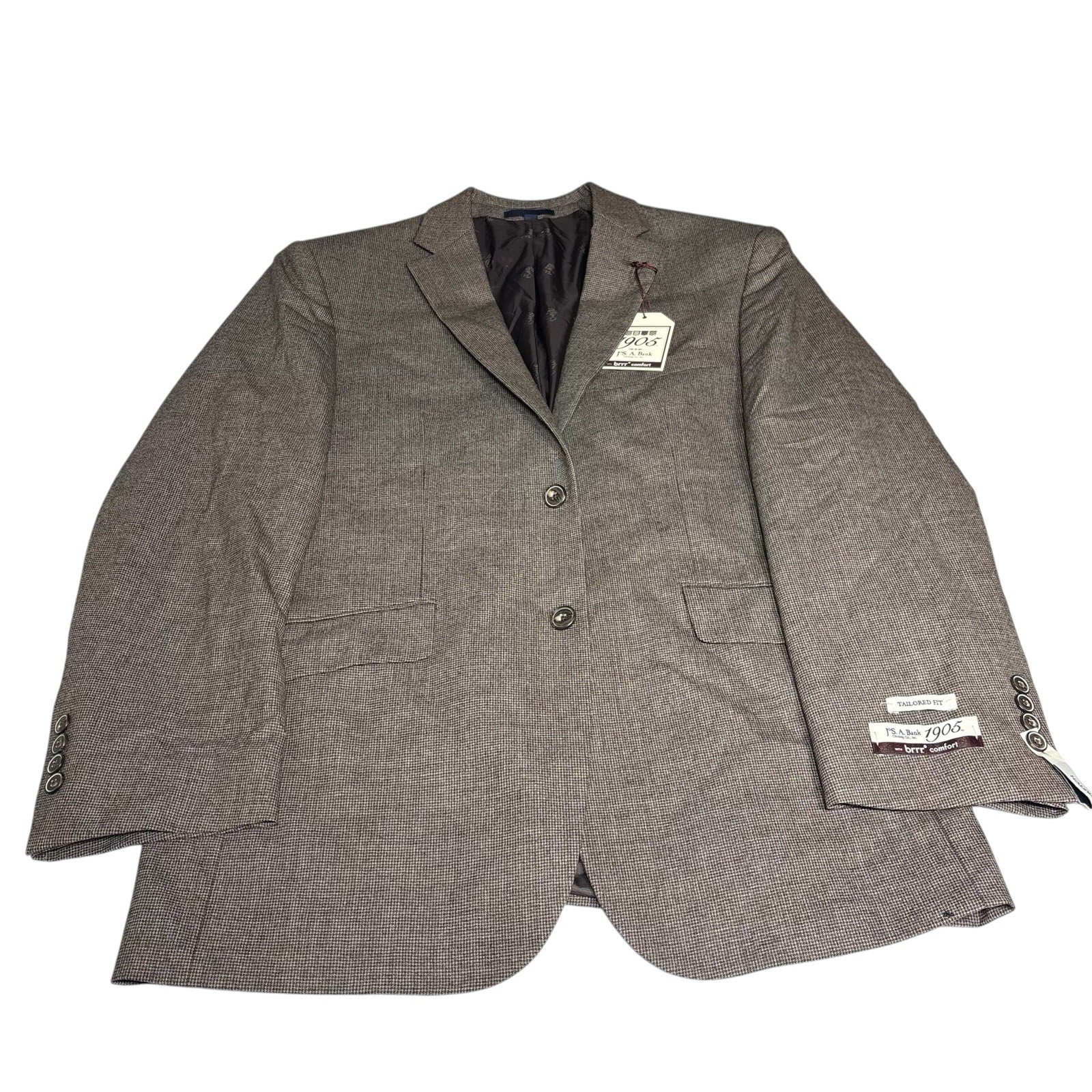 Jos A Bank 1905 Wool Suit 40R 34W Brown Tailored Fit 2 Button Brrr Comfort