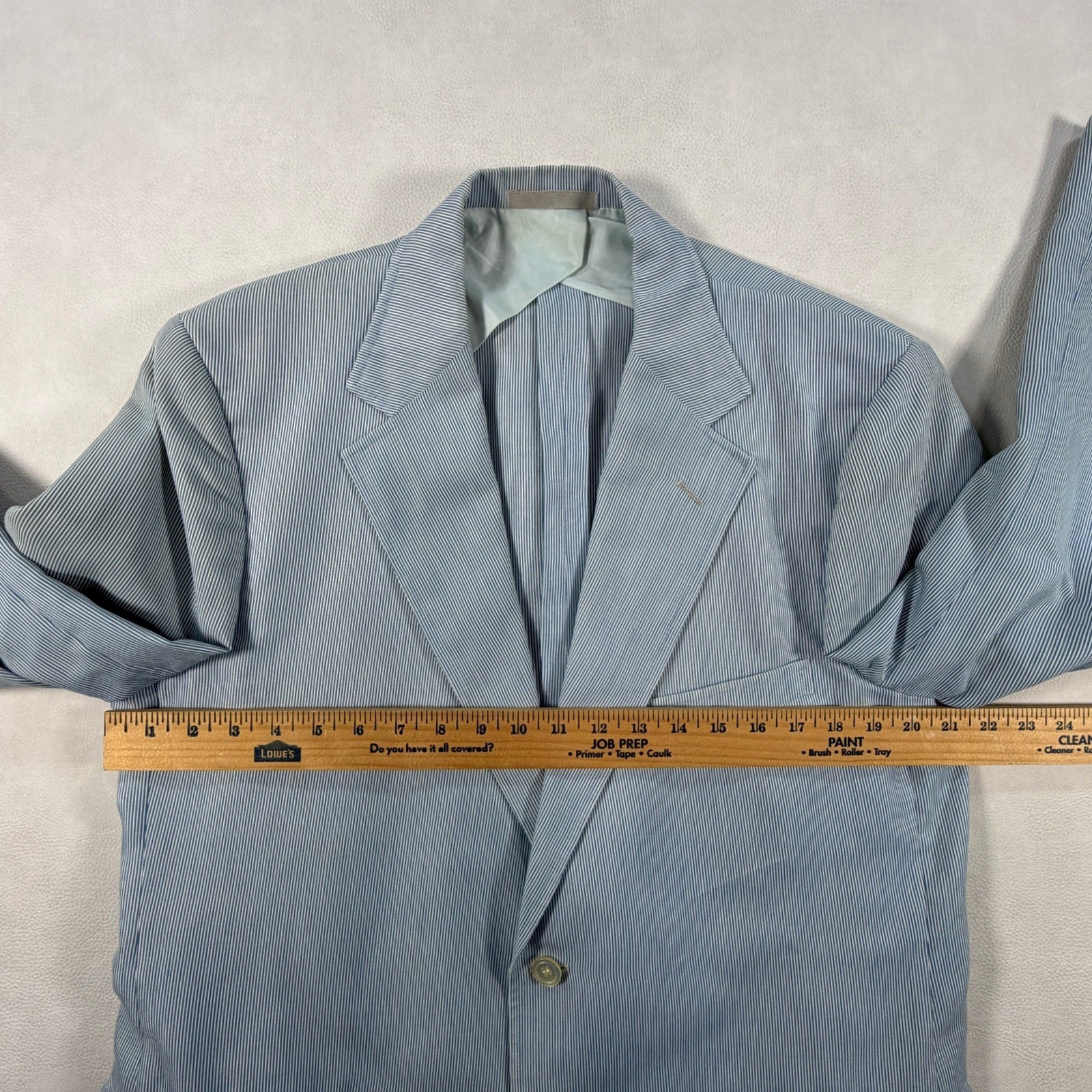 Vintage Haspel Seersucker Blazer 42R Mens Blue White Pinstripe Coat Suit Jacket