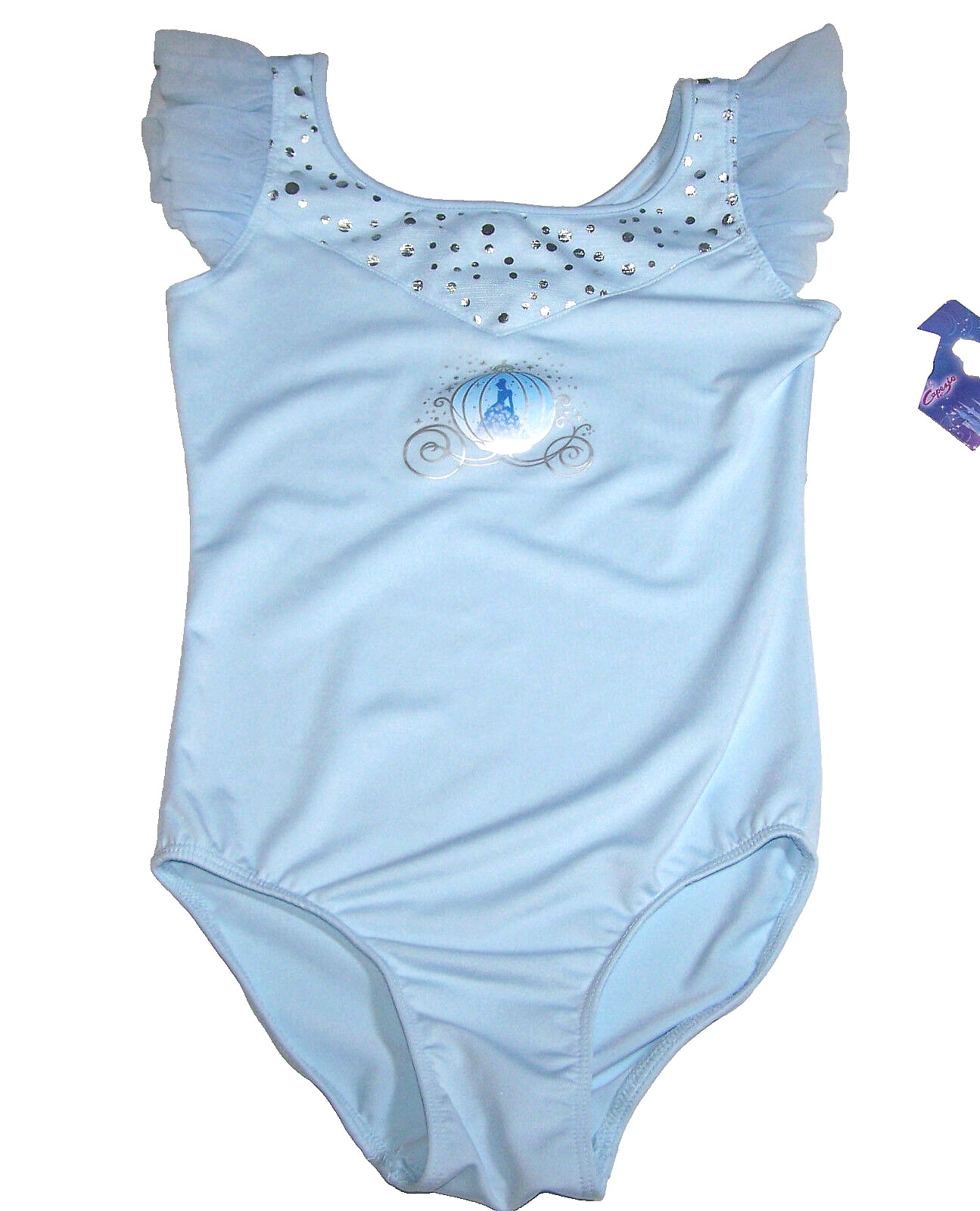 Capezio Disney Princess Cinderella Leotard Bodysuit Flutter Slv New Girl XS 5 6