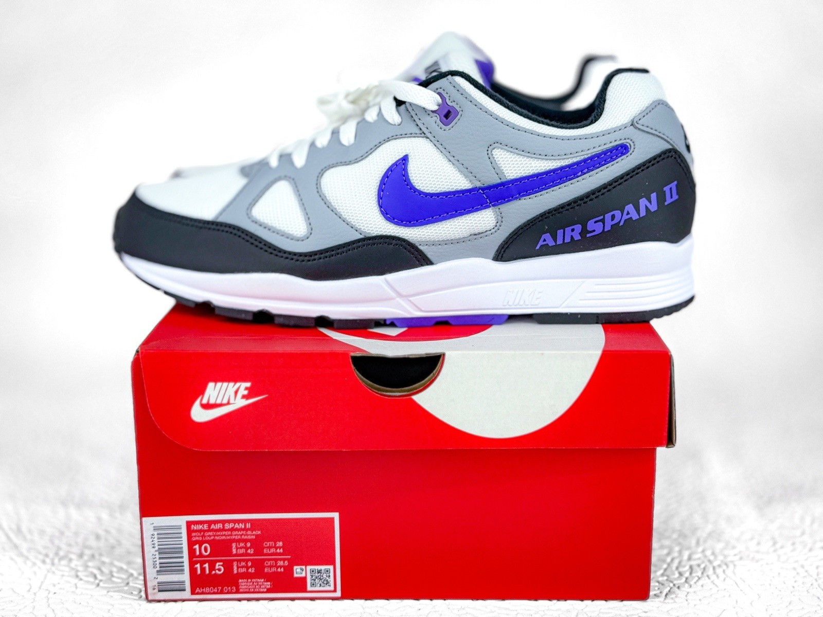 Nike Air Span 2 Wolf Grey Hyper Grape Black AH8047 013 Sizes 9-13 New With Box
