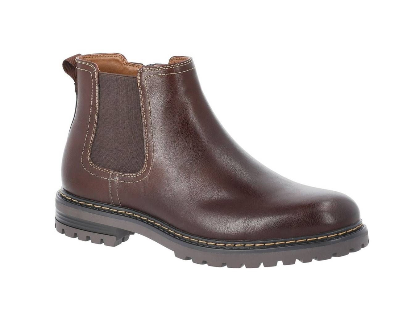 Madden NYC Men’s Brown Pull-On Side Zip Elastic Gore Muse Chelsea Boots: 9