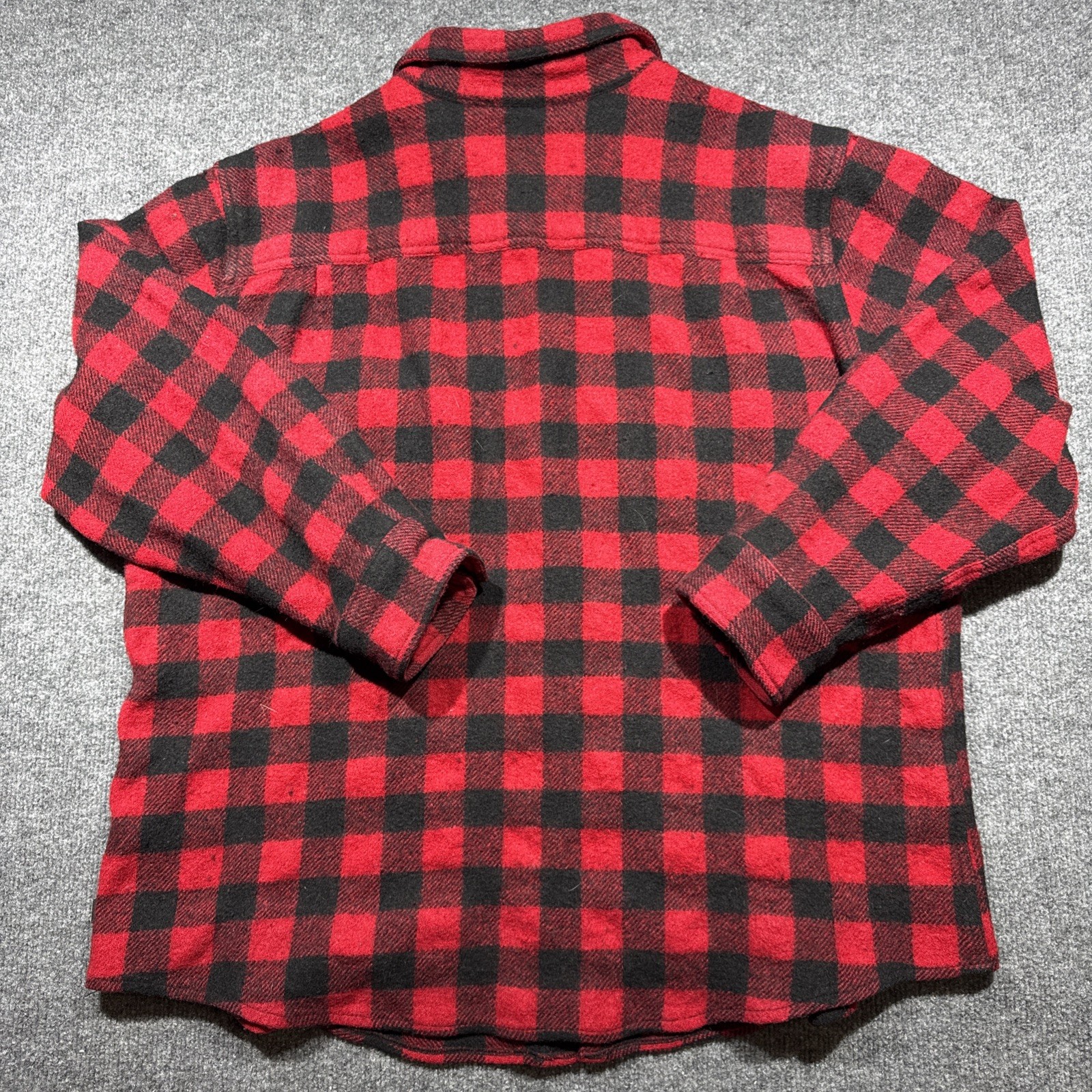 Men’s WOOLRICH Red Black Buffalo Plaid Button Up Wool Shirt Jacket – Size XL