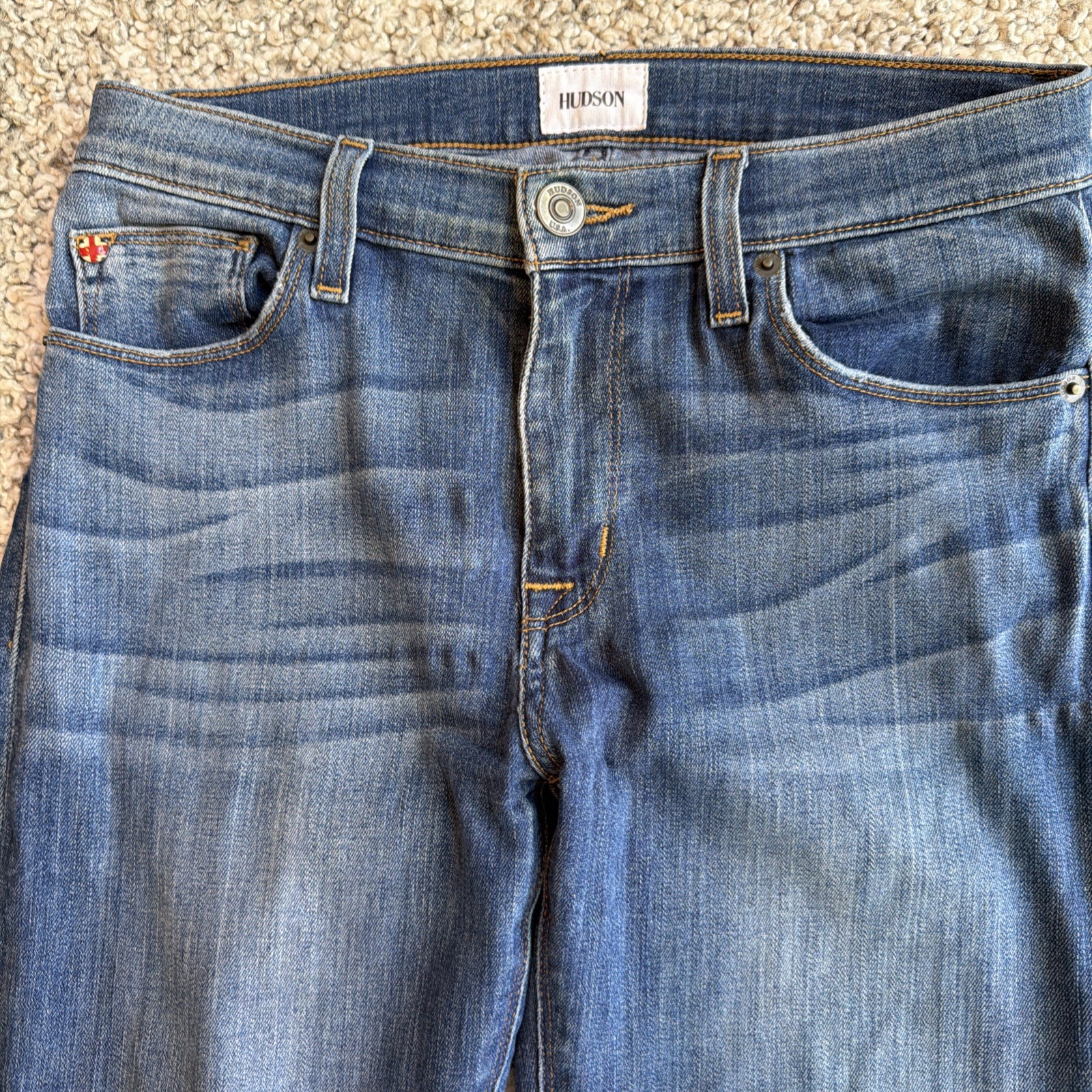 Hudson Nico Mid Rise Super Skinny Jeans Womens 27 Blue – Raw Hem Ankle