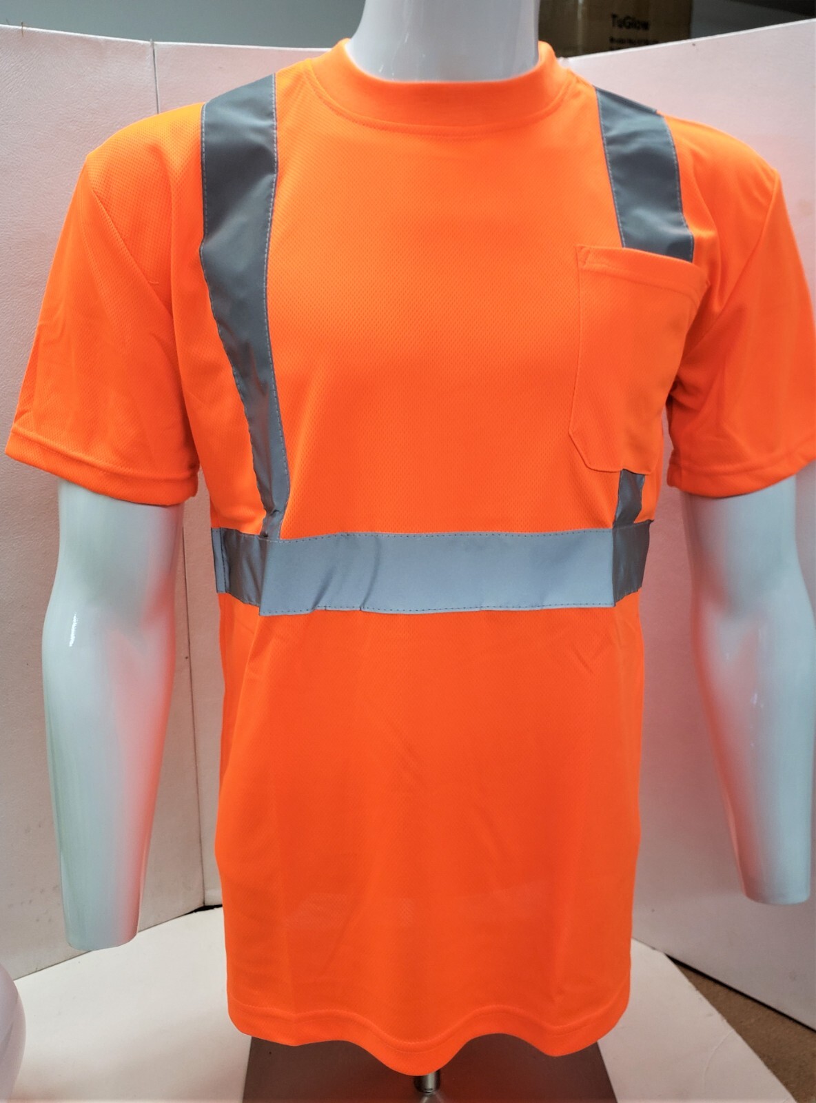 CLASS 3 Short Sleeve Safety Shirt , Polyester Birdeye Mesh