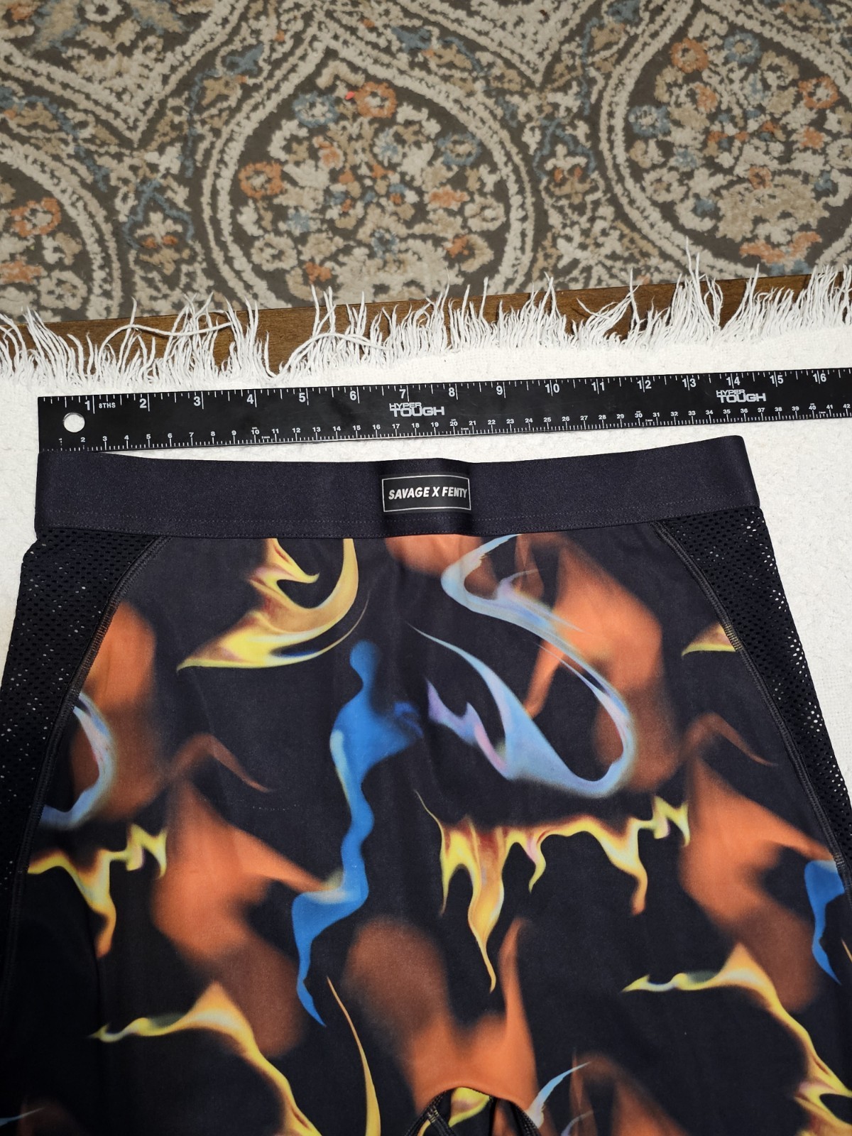 Savage X Fenty Flame Print Leggings Mesh Panel Activewear Multicolor No Tag