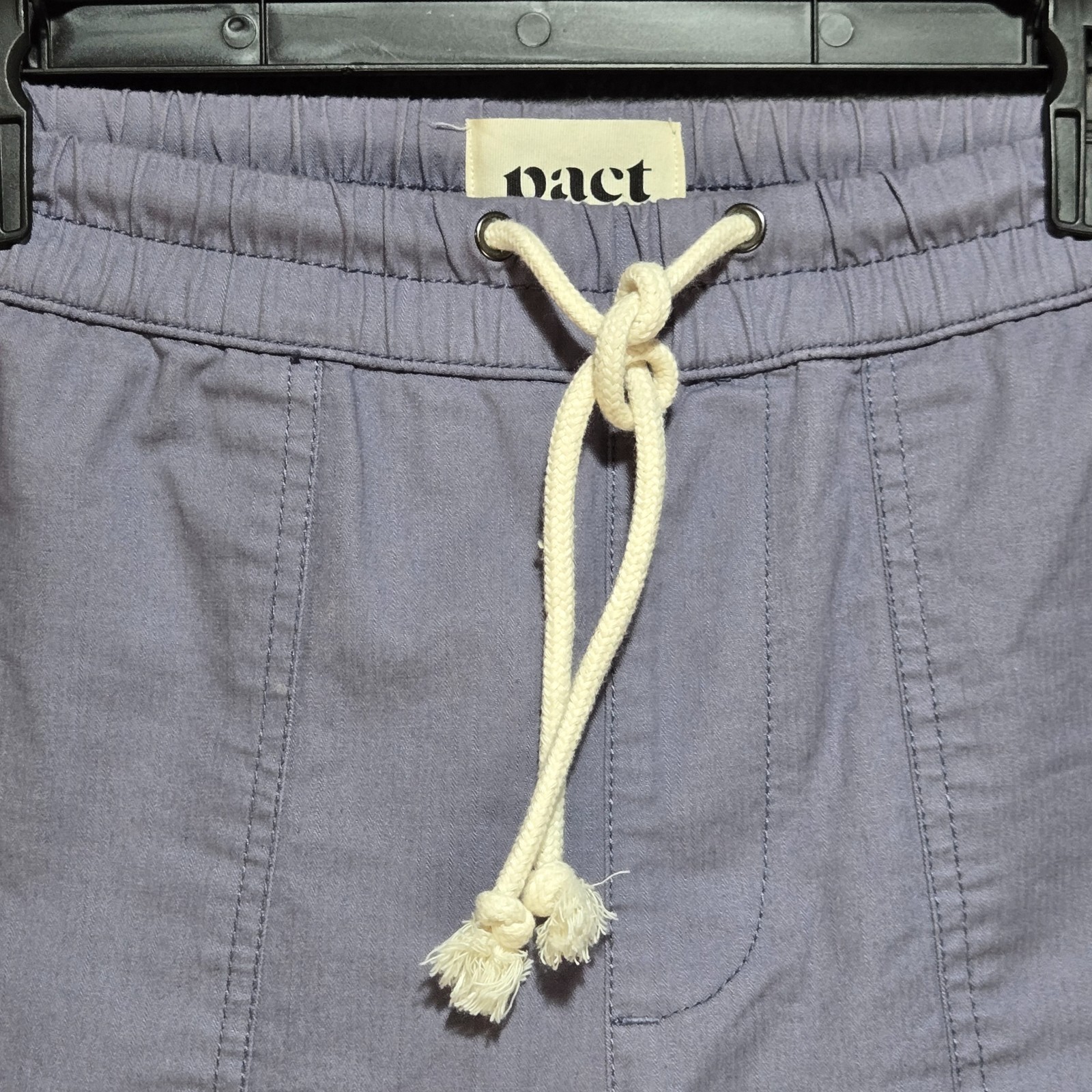 Pact Women Granite Casual Drawstring Straight Leg Woven Twill Roll Up Pant Sz L