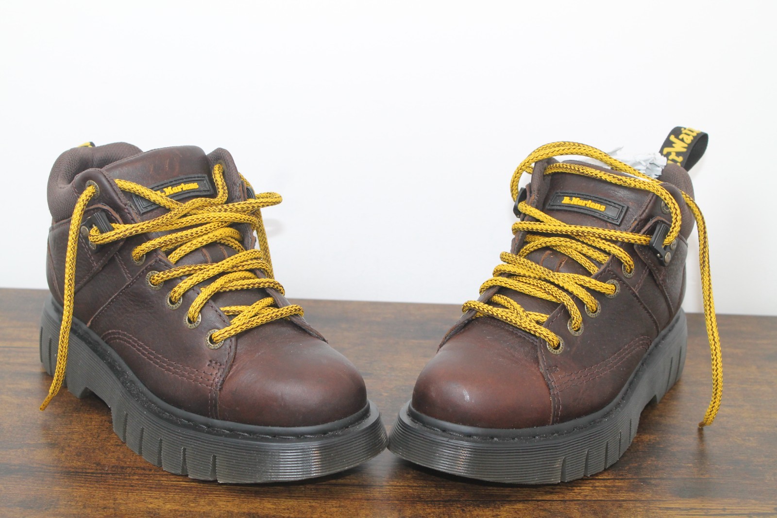 Dr. Martens Woodard Grizzly Brown Leather Ankle Boots Lace-Up Mens 8 Womens 10