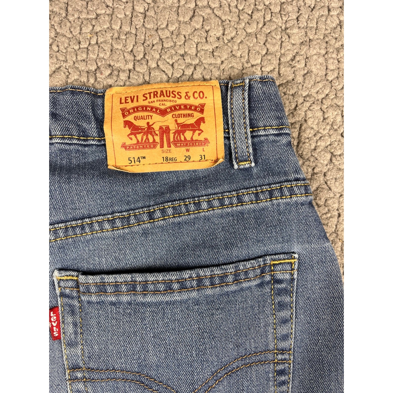 Levi’s 514 Performance Straight Leg Jeans Boys Size 18 Reg 29×31 Blue Denim