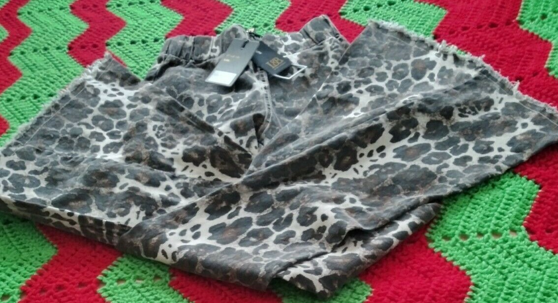 Womens L&B Leopard Print Flare Strecth Pants Size S (24X34)