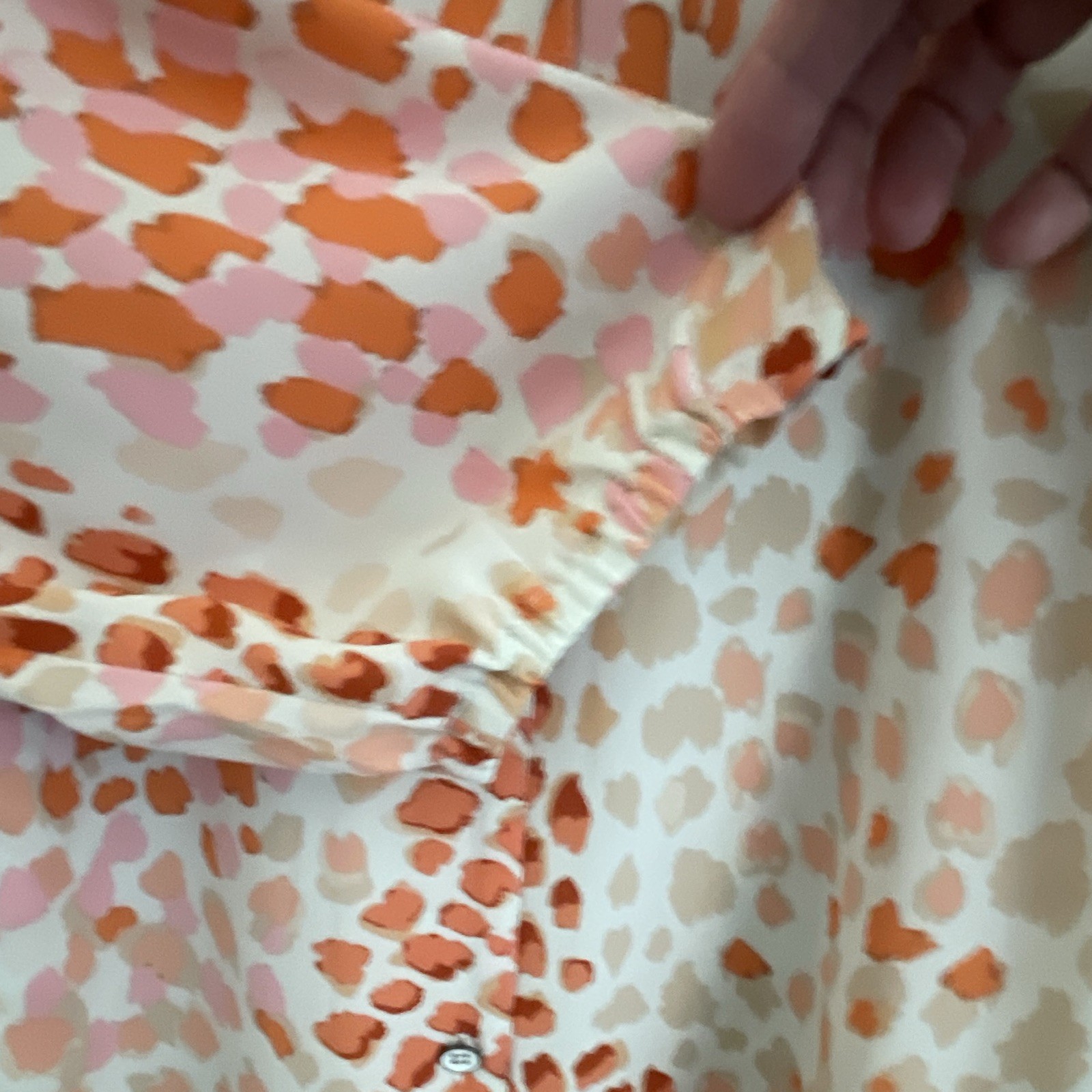 CAbi XL Animal Print Leopard Chiffon Tunic Blouse Button Front Collared
