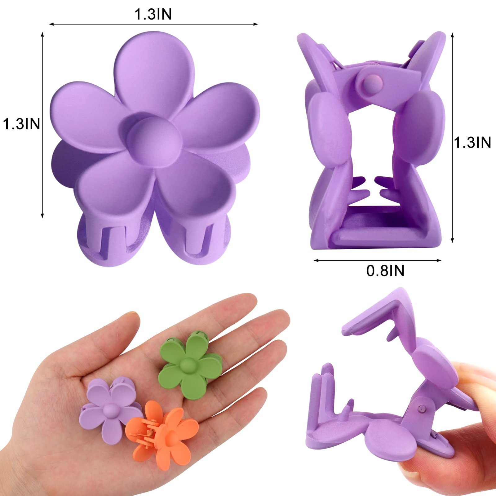 10 PCS 1.35 Inch Small Flower Hair Claw Clips Tiny Mini Jaw Clamps Kids