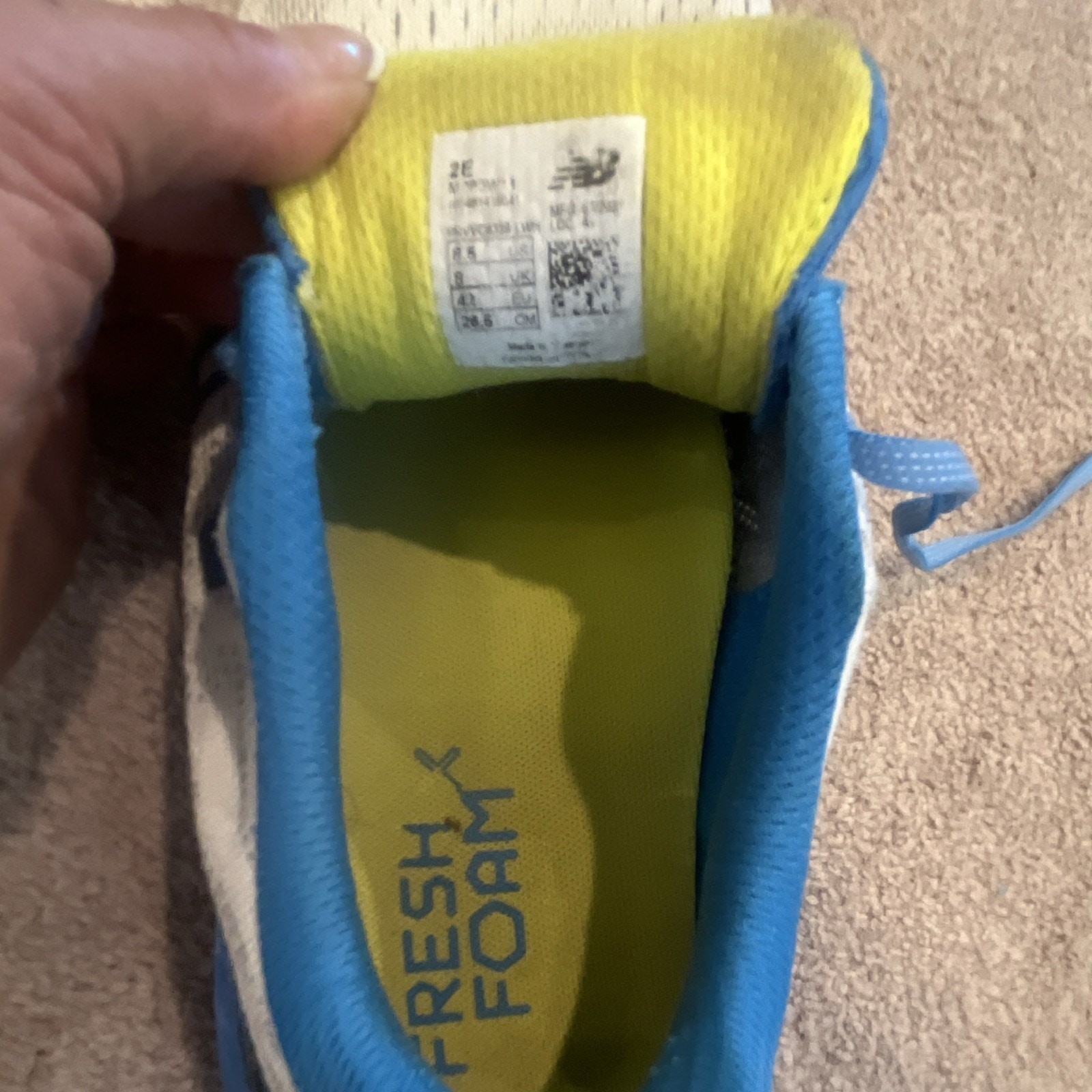 New Balance Fresh Foam Men’s Running Shoes White Blue Yellow Black