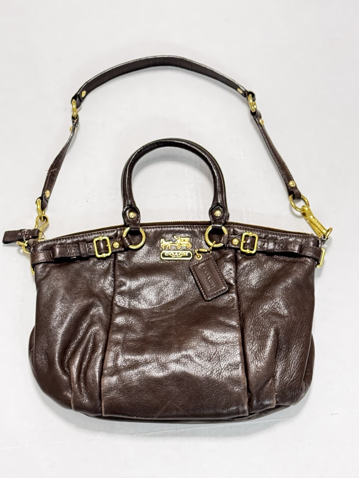 Coach Madison Sophia McGee 18609 Shoulder Bag Handbag Brown Leather Authentic