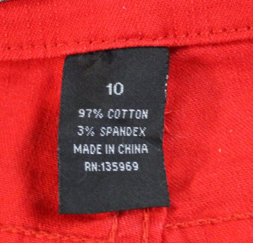 Focus Life Style Women Size 10 Red Pants 97%Cotton 3%Spandex Waist 30×31 Inseam