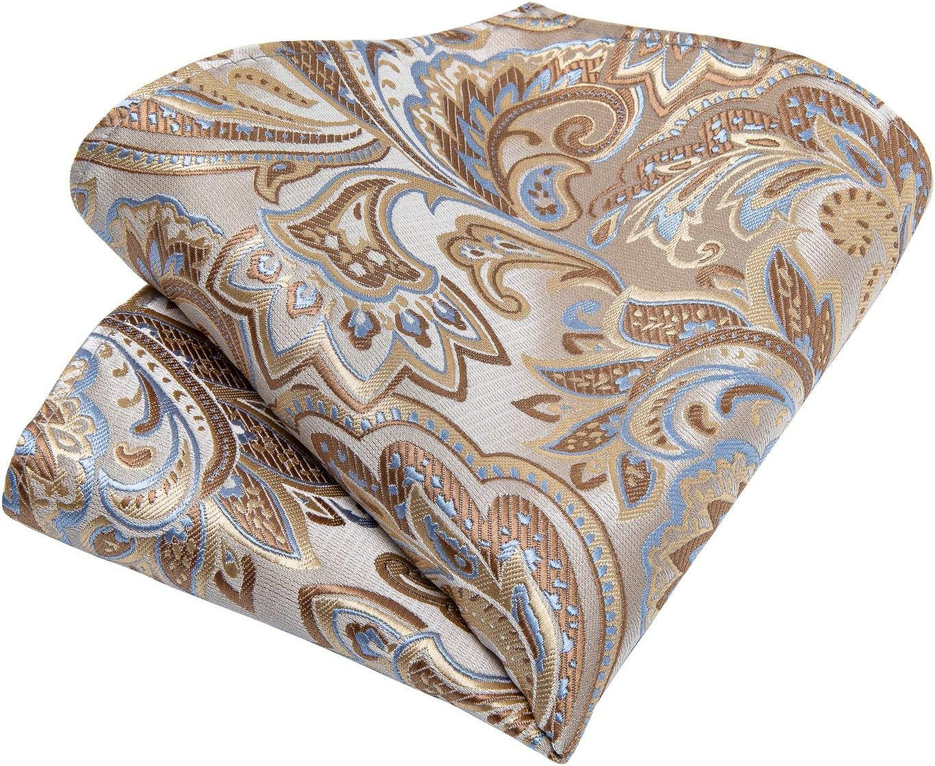 DiBanGu Mens Tie Set Silk Solid Paisley Necktie and Pocket Square Cufflinks C…