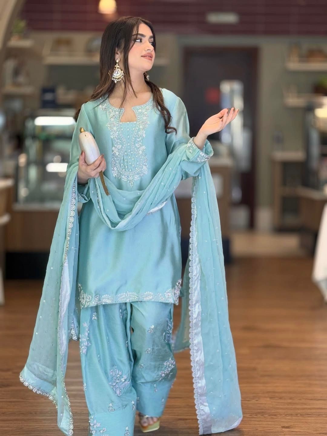 INDIAN SALWAR KAMEEZ PAKISTANI WEDDING PARTY DRESS WEAR BOLLYWOOD SUIT SHARARA