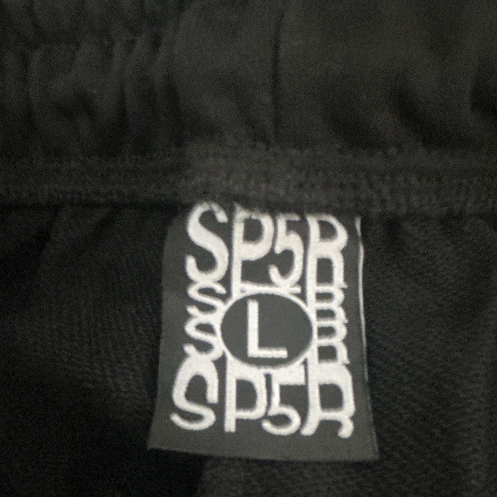 SP5DER Black Fleece Jogger Pants L Graphic Spider Logo Drawstring Pockets