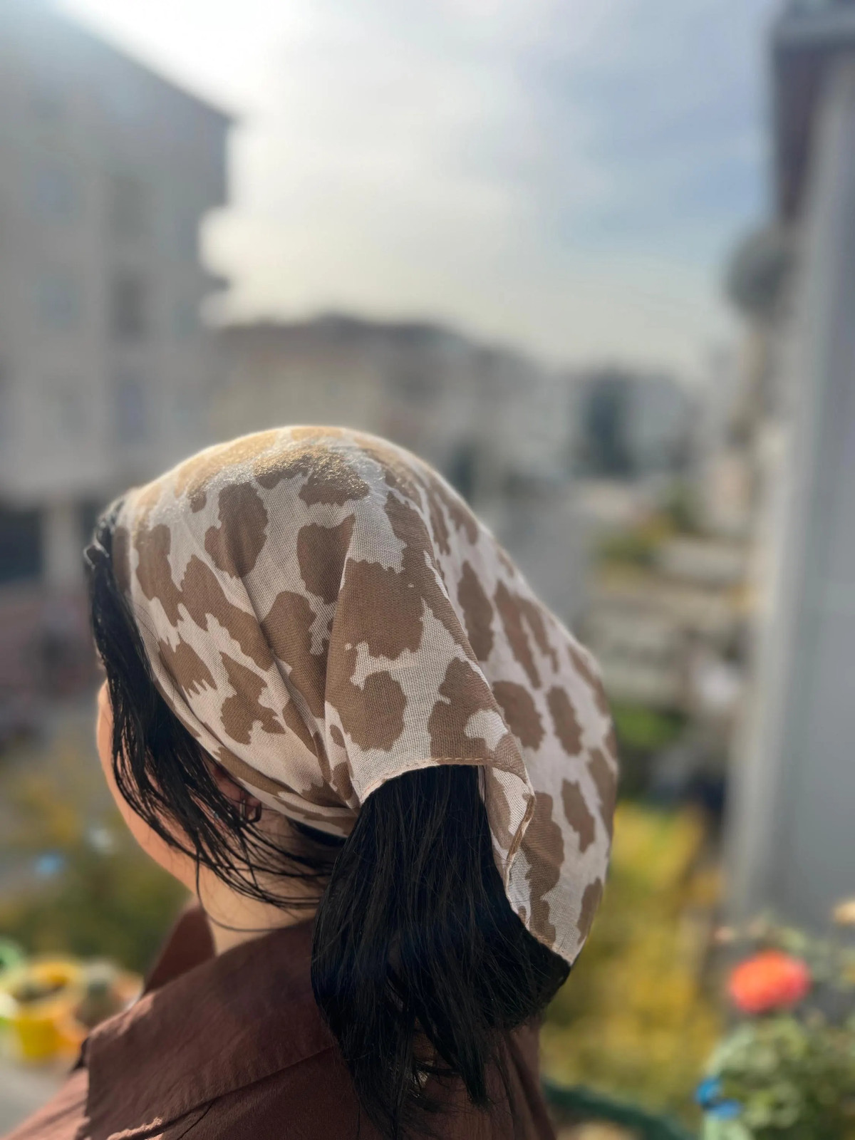 Leopard Print Cotton Bandana Boho Style Neck Scarf 19.7×19.7 in Handmade