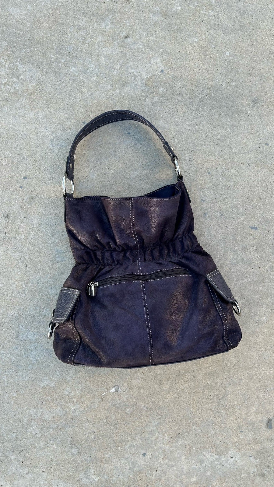 Kathy Van Zeeland Purple Shoulder Bag Magnetic Close Silver Buckle Rhinestone