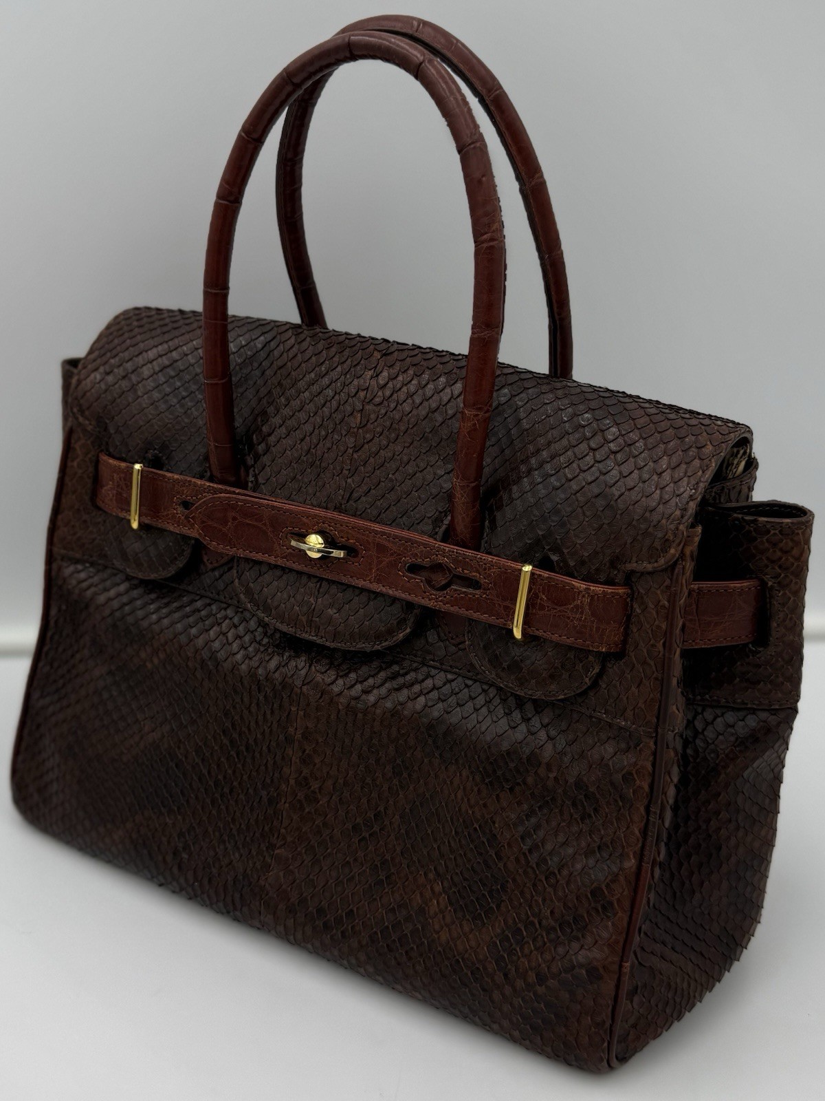 🐊COLOMBO 1937 MILANO Exotic Genuine Snakeskin & Crocodile 30 Bag Made in ITALY