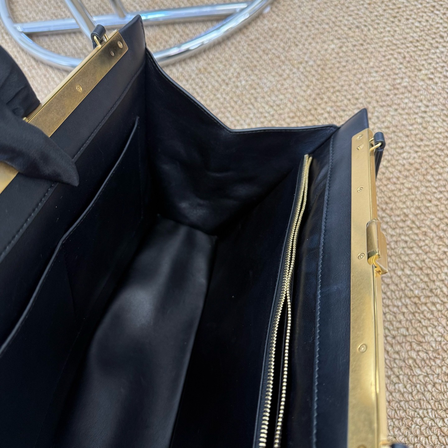 Celine Classic Clasp Shoulder Bag Black Leather Gold Hardware Duty Paid