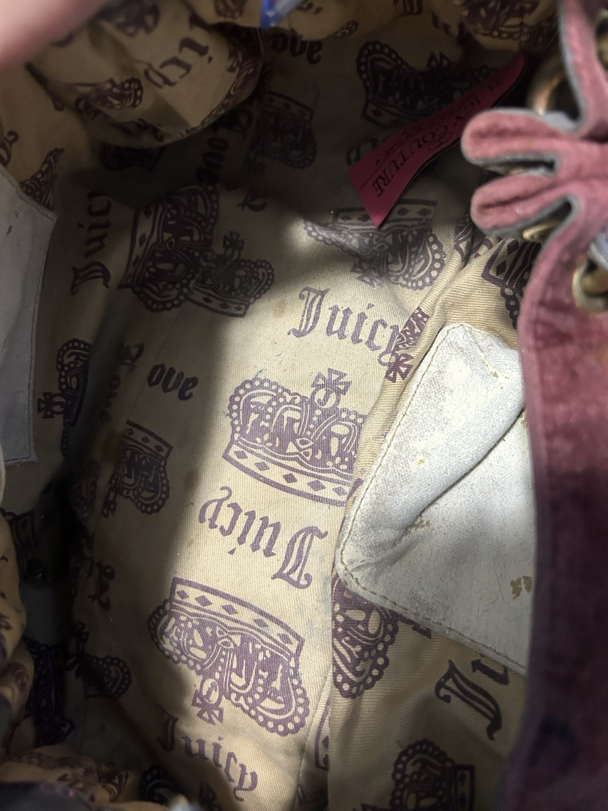 Juicy Couture Burgundy Medium Satchel Top Handle Logo Crest Heart Patch Pockets