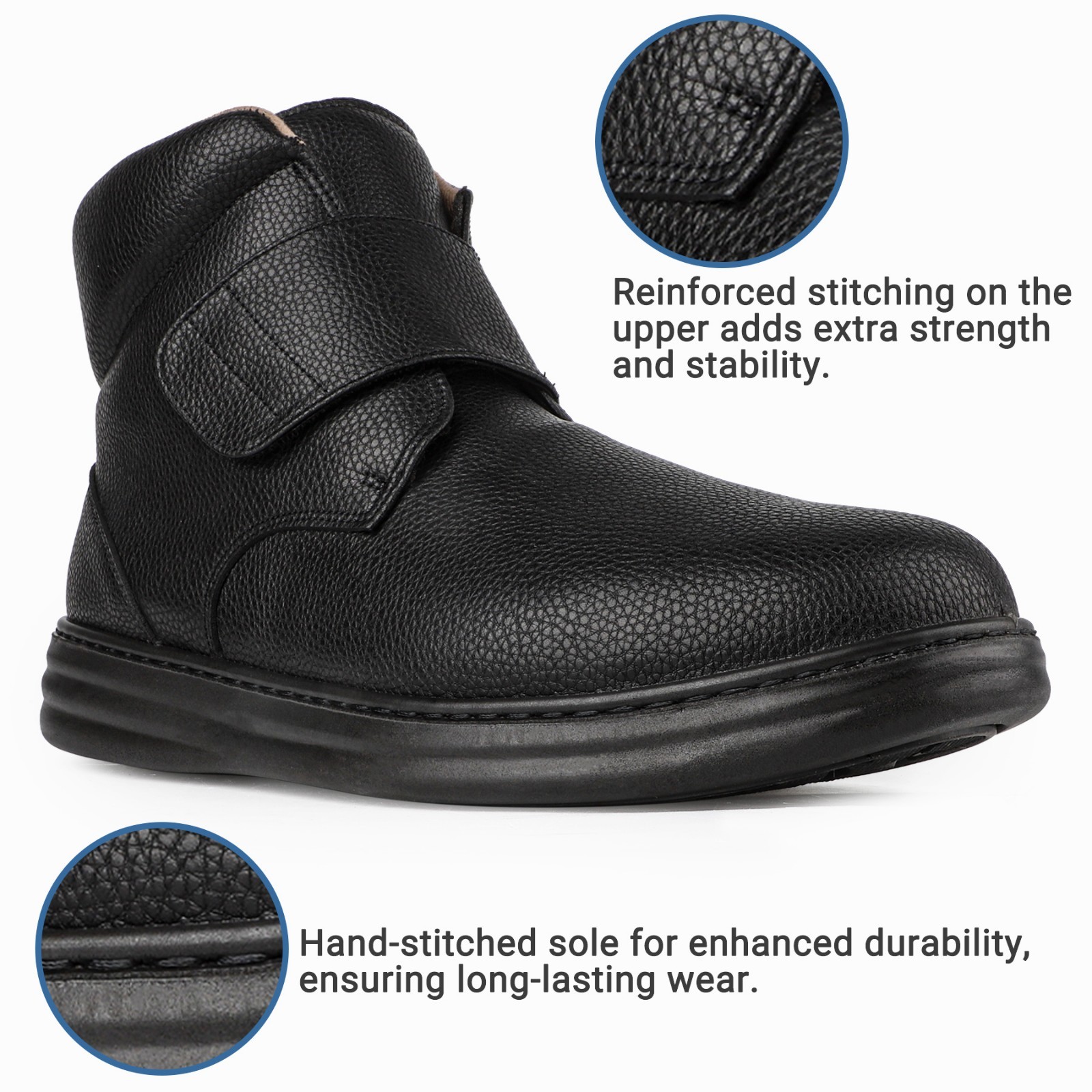 Mens Wide Fit Boots Leather Chelsea Ankle Boots Slip On Casual Dress Shoes