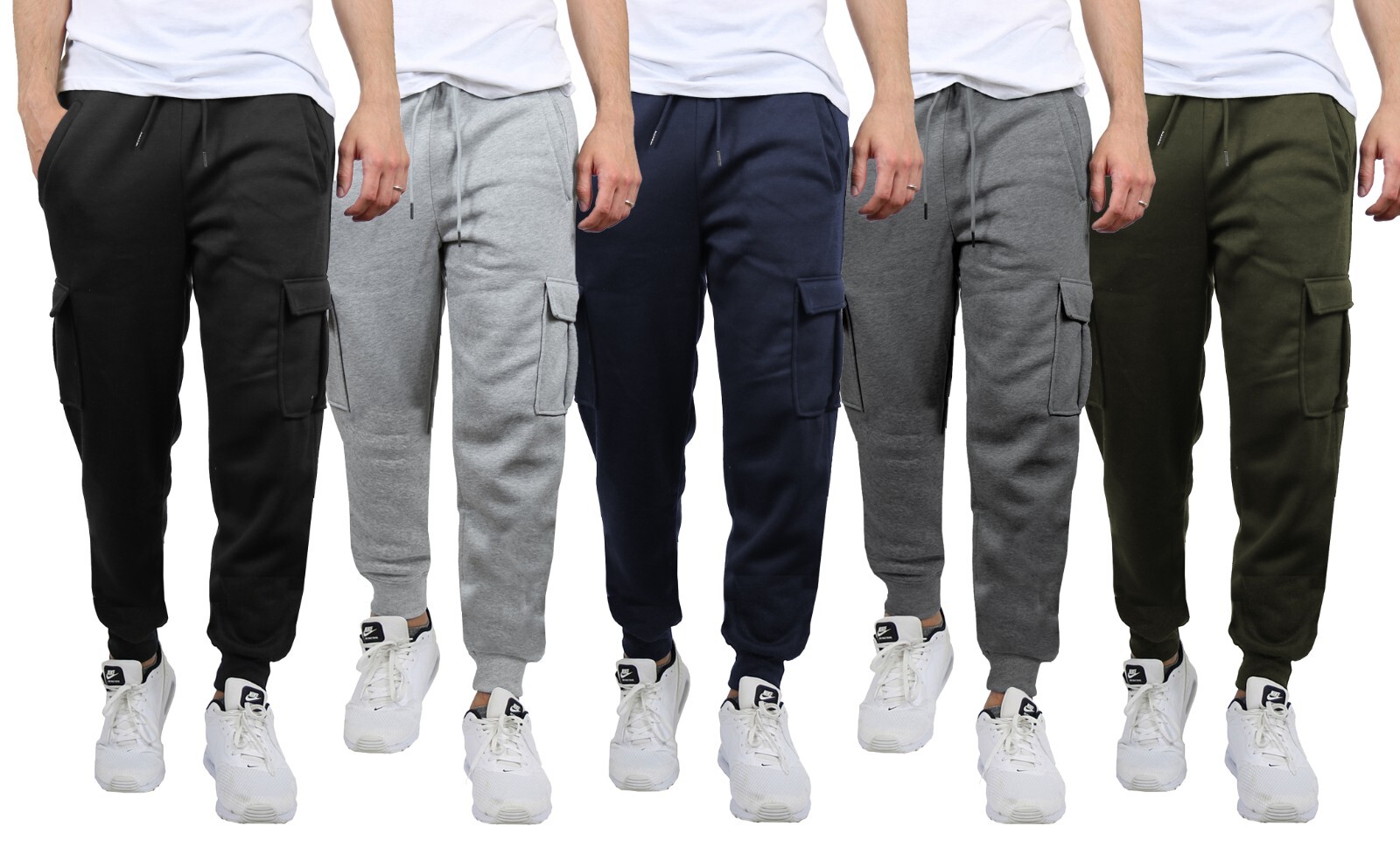 Mens Fleece Lined Active Jogger Cargo Sweatpants Pants Lounge Gym S M L XL 2XL