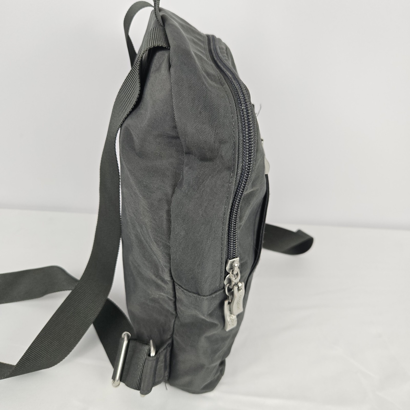 Baggallini Backpack Gray Bag Pink Inside Multi Zip W Pockets