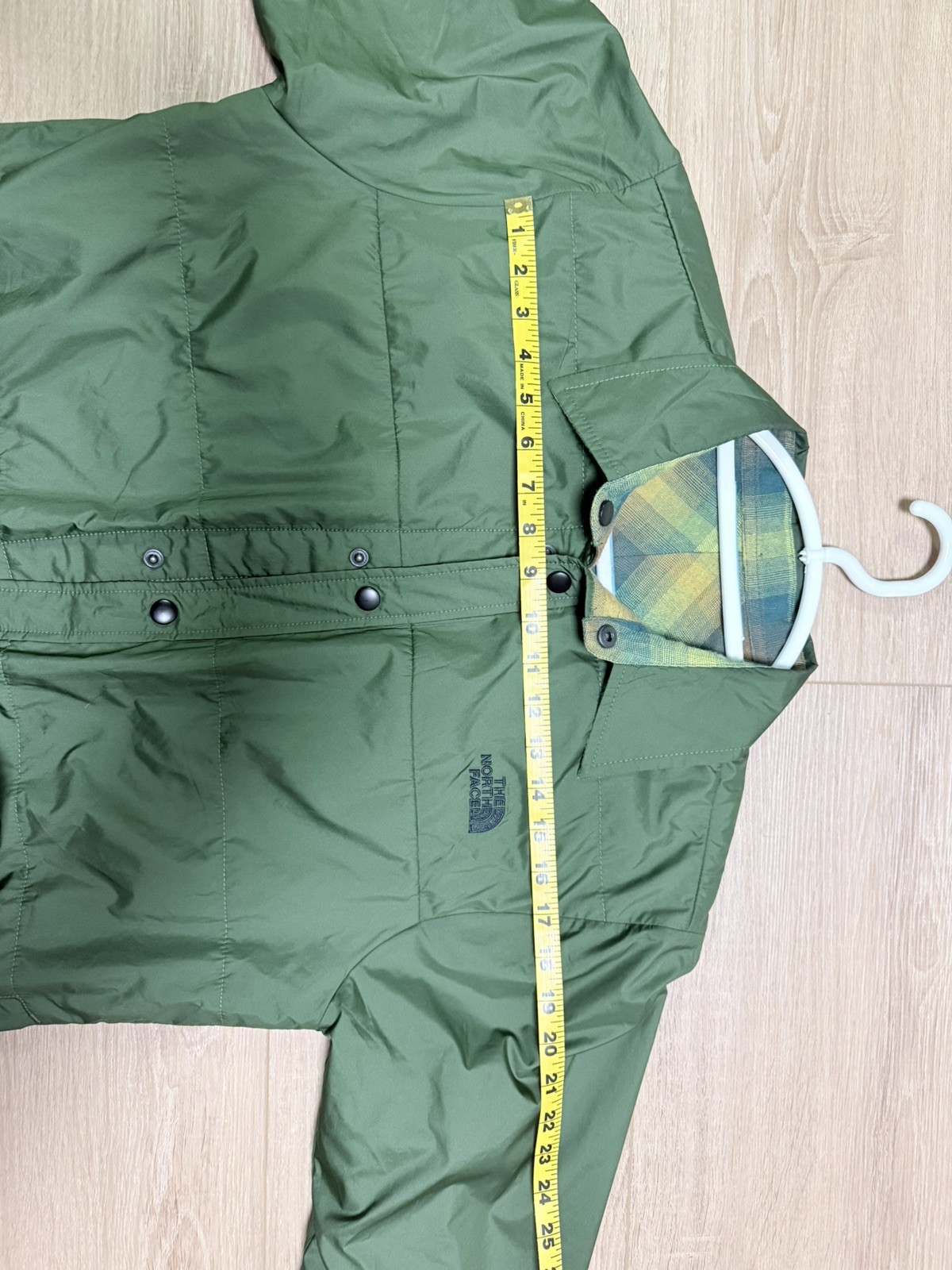 The North Face Mens Reversible Quilted Shirt Jacket Olive Green Plaid Men Large