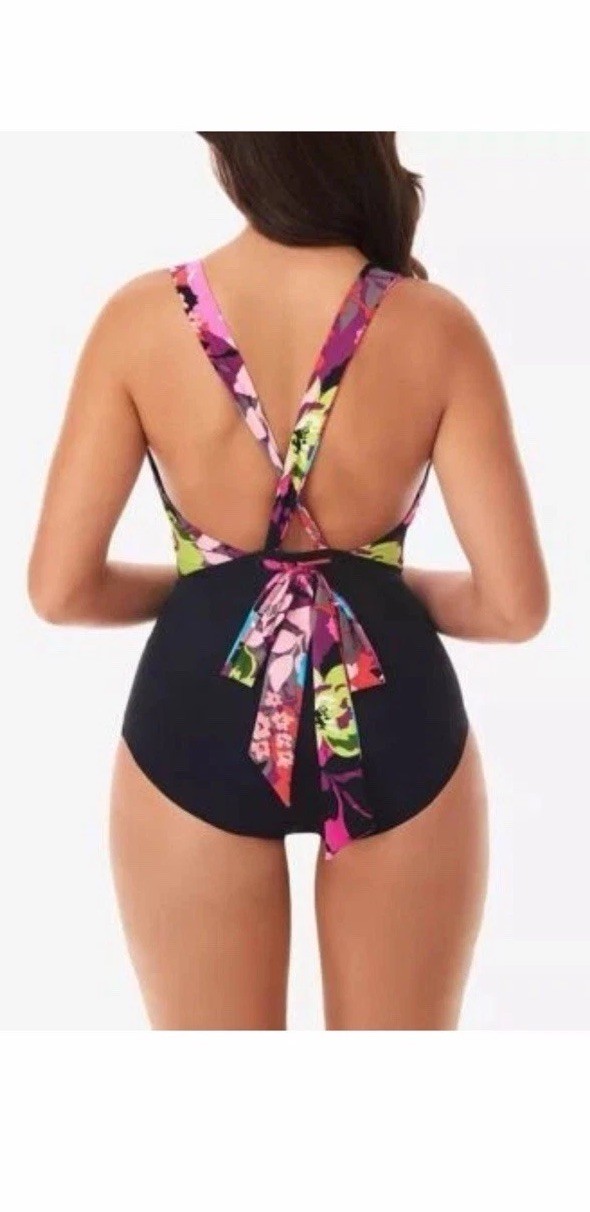 Skinny Dippers By Miraclesuit Flower Shop Godiva 1-pc Swimsuit. Sz L. NWT!