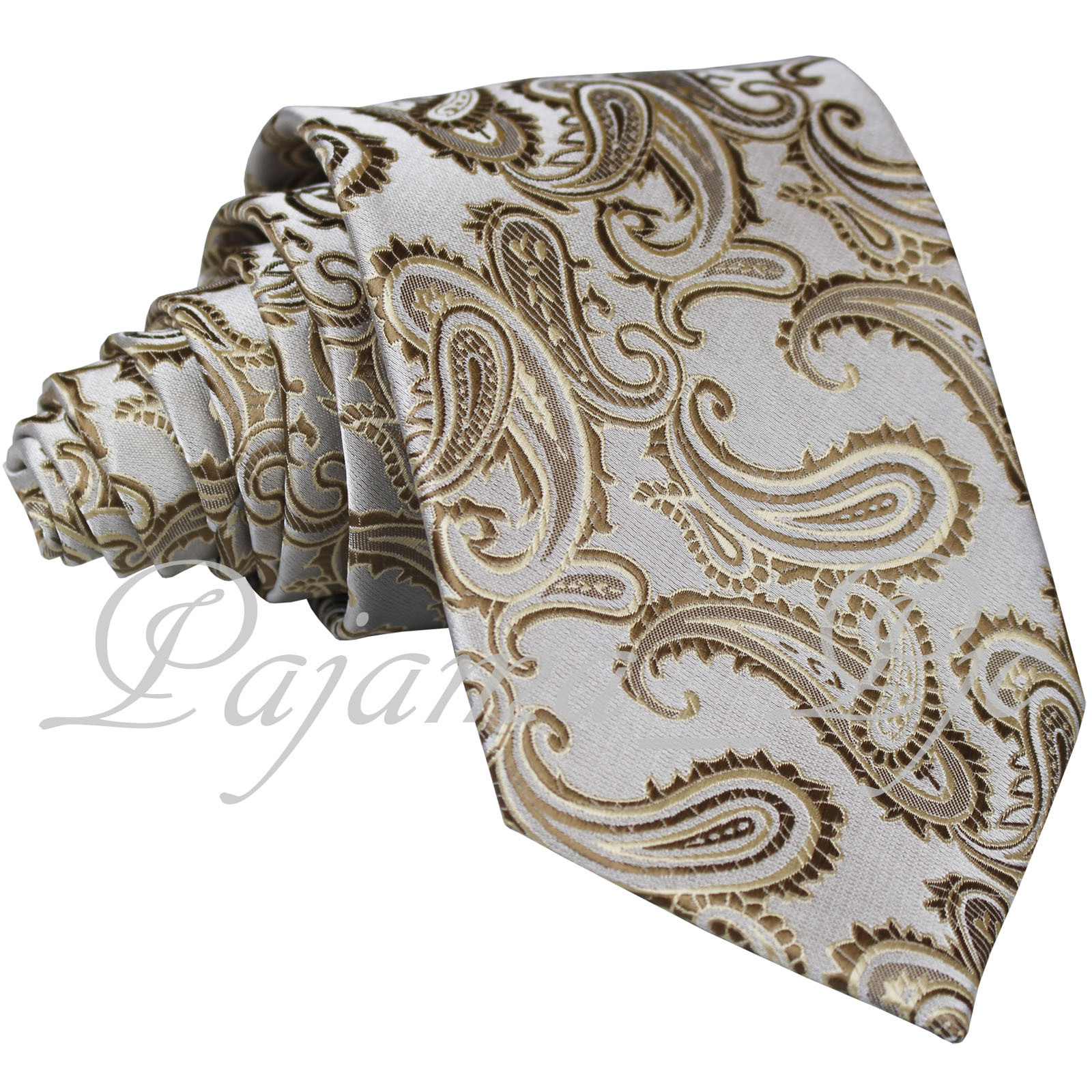 New Men’s Formal Microfiber Self tie Necktie Paisley Wedding Party Prom Caramel