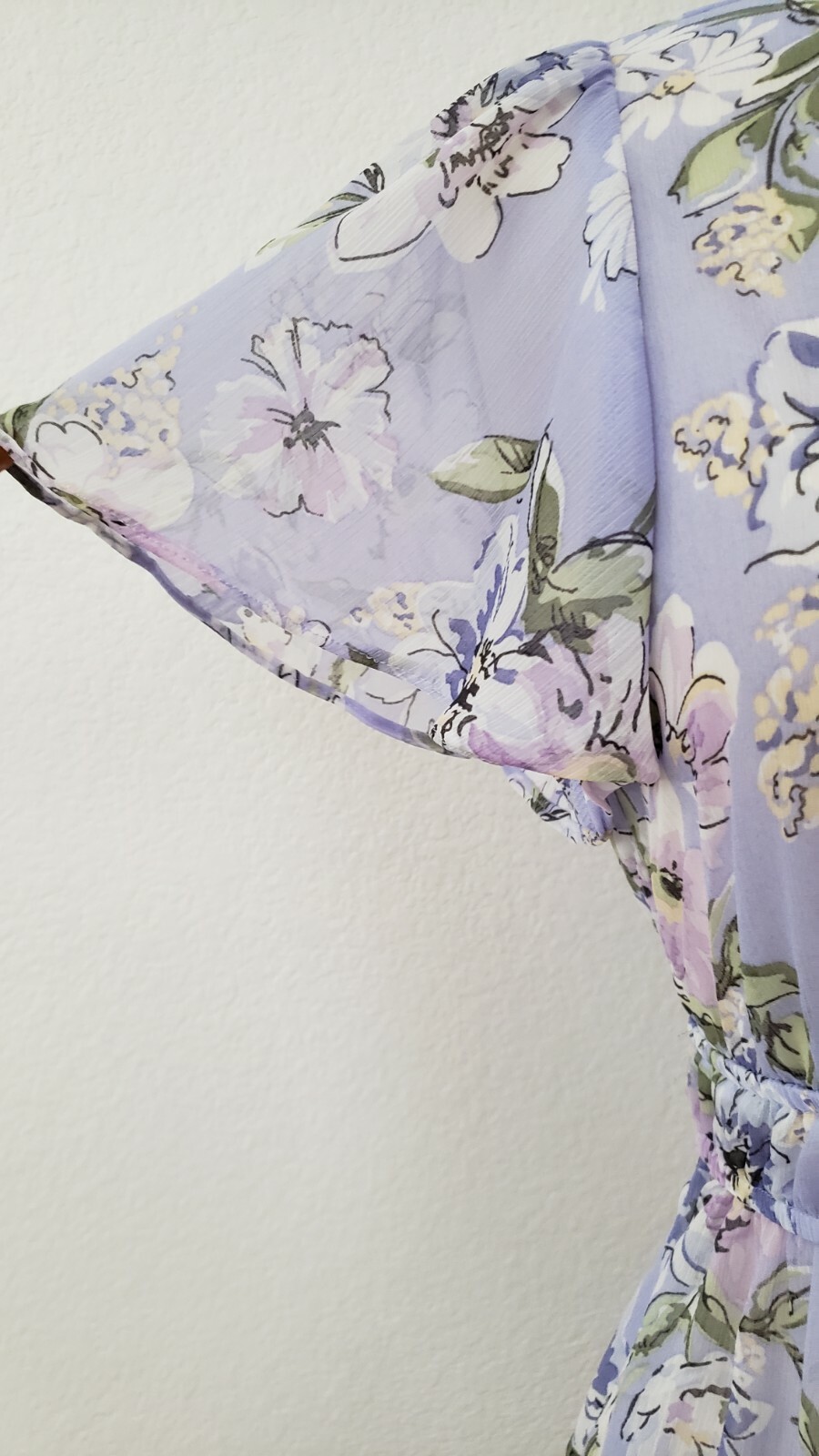 Anthropologie Top New Size Medium Purple Kimono Floral Sheer Chiffon Coquette
