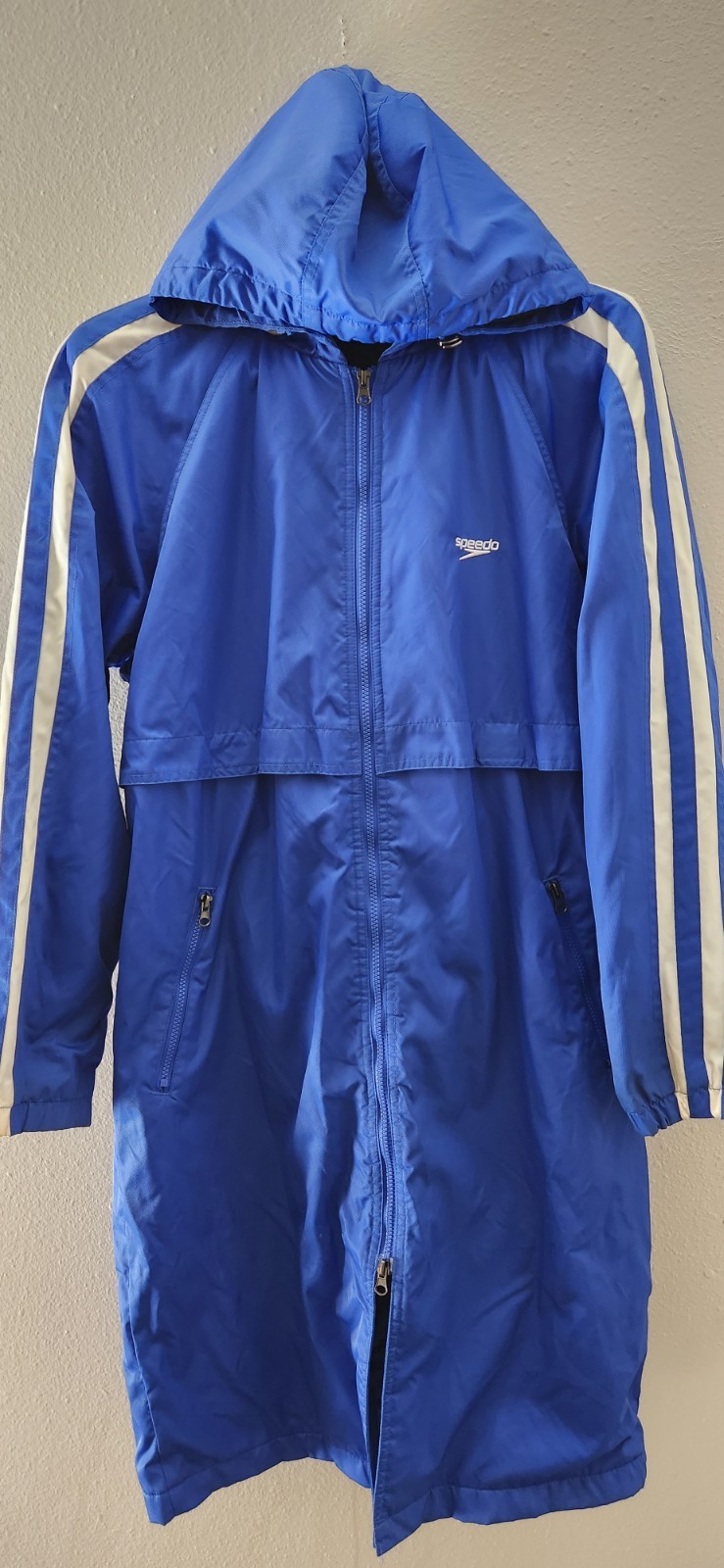 Unisex Size M Speedo Hooded Long Parka Windbreaker Swim Jacket Full Zip Lined