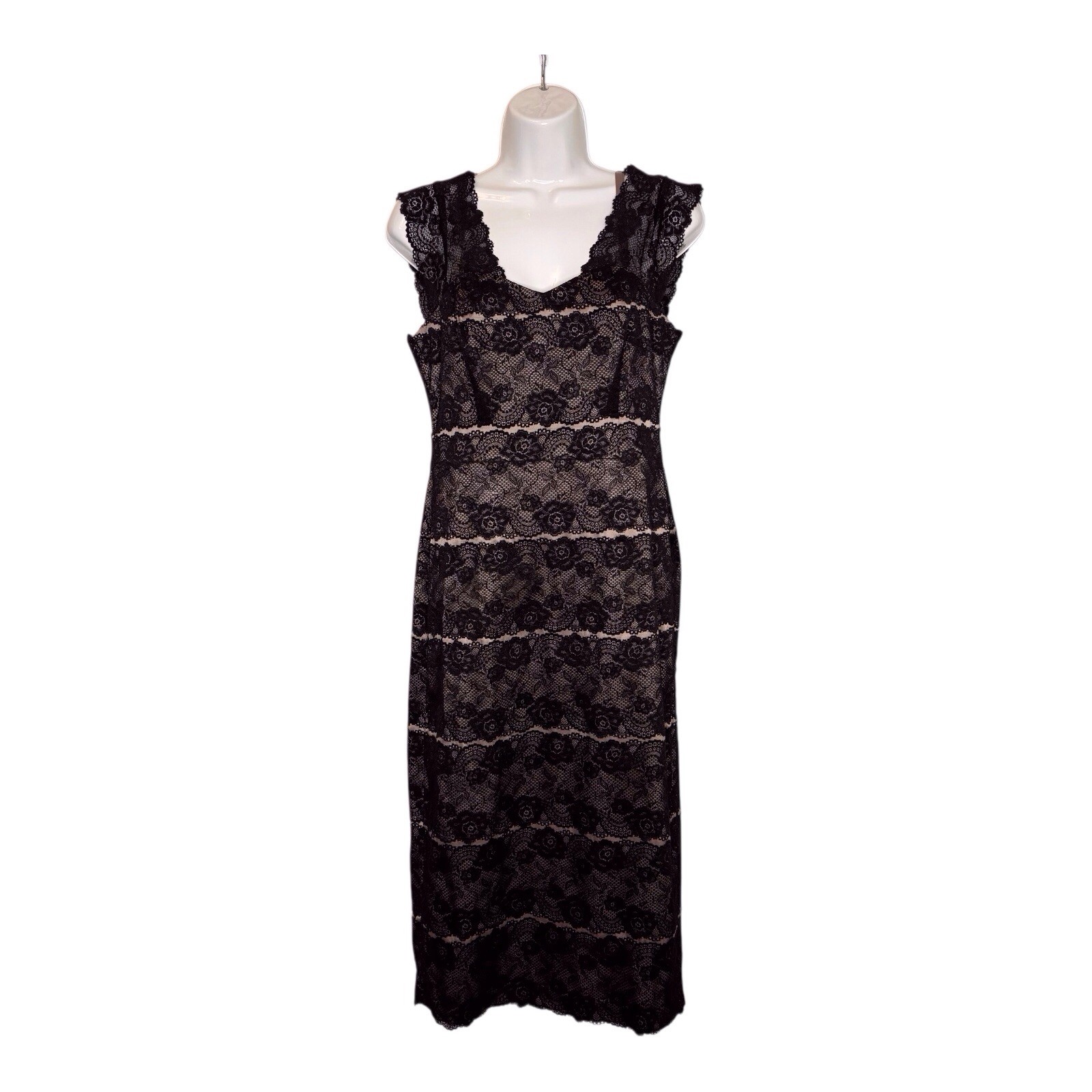 Phase Eight Black Lace and Nude Shift Dress Size 12 Party Special Occasion