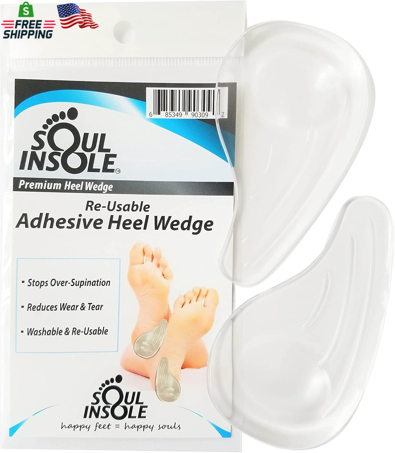 Heel Wedge for Over-Supination/Over-Pronation Re-Usable Adhesive