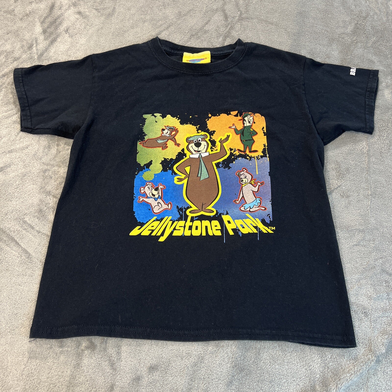 Vintage Yogi Bear T-Shirt Kids Large Jellystone Park Hanna Barbera Branson Black