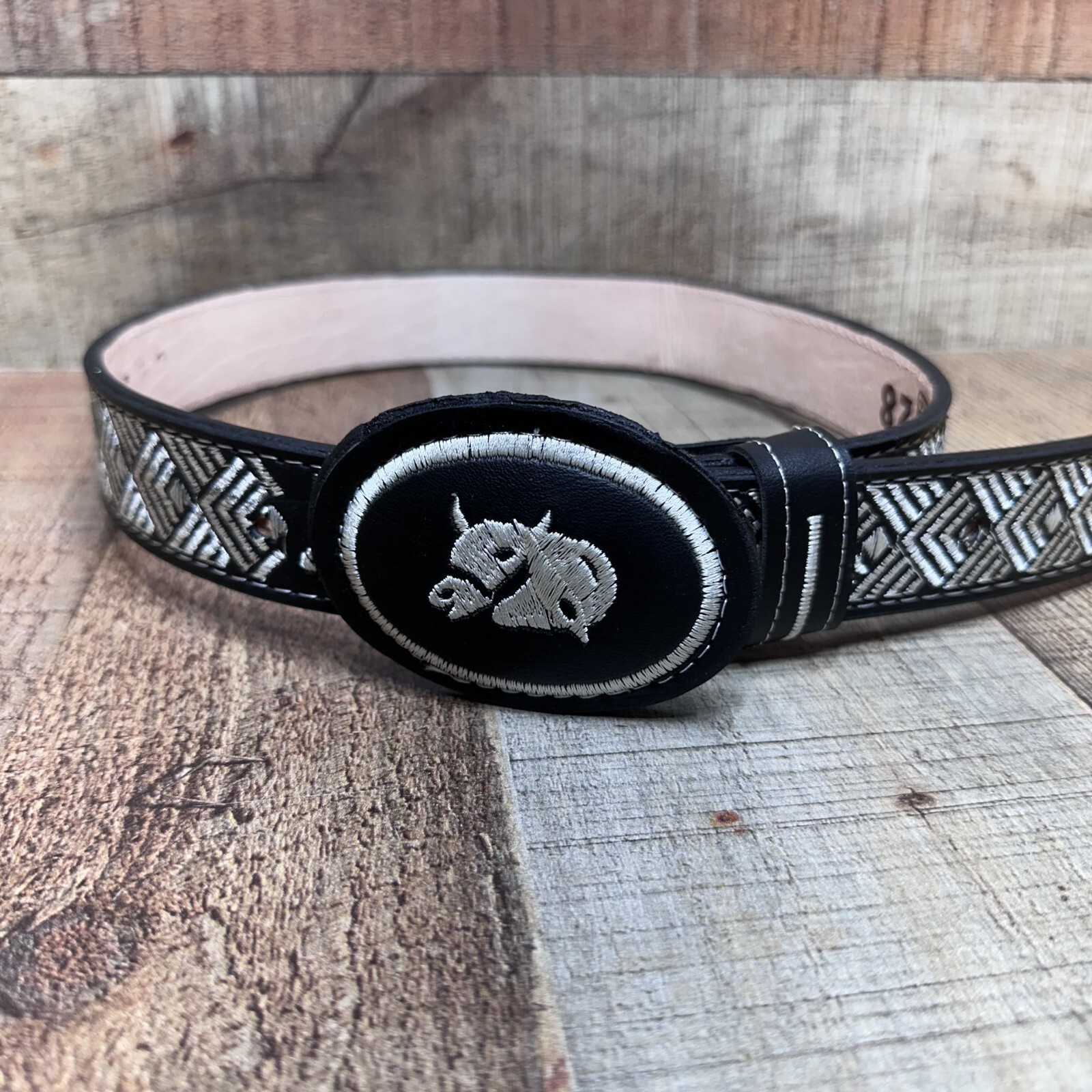 Kid’s Mexican Western Cowboy Bull Embroidered BELT Made in Mex. Cinto Vaquero