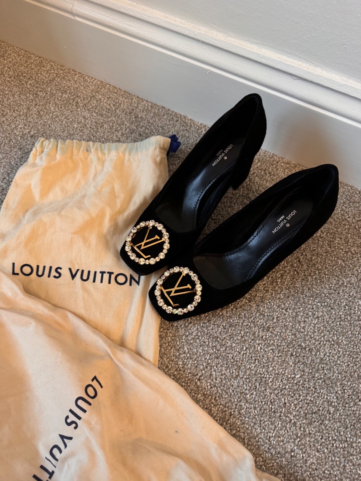 Louis Vuitton Black Suede Madeleine Pump