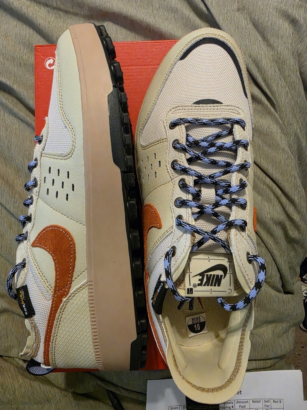 Nike City PRM Men’s Low Top Lace Up Sneakers Beige/Orange/Black Rubber Outsole