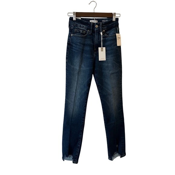 NWT Good Legs Chewed Hem Ankle Straight Leg Jeans Indigo765 Size 25/0