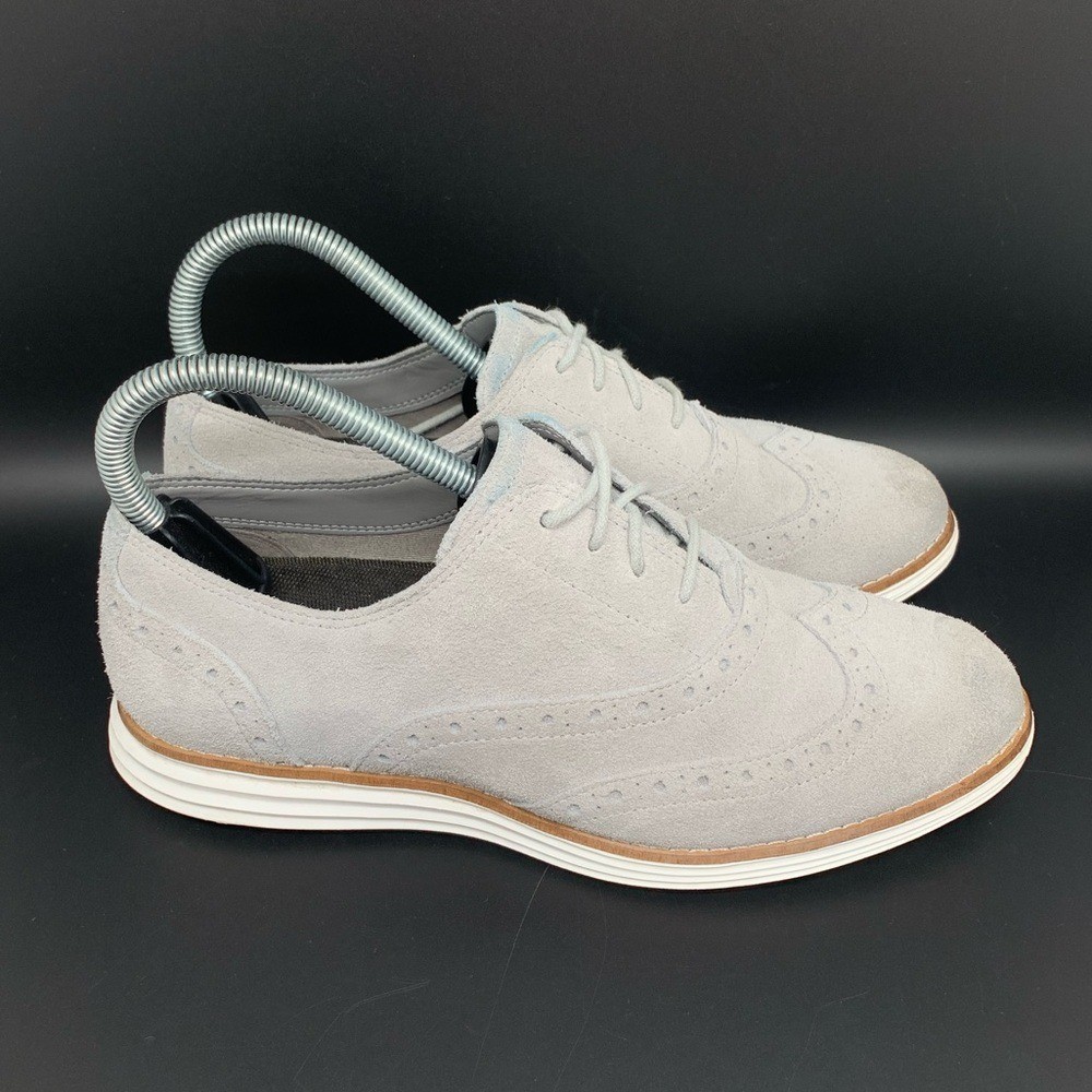 Cole Haan OriginalGrand Wingtip Oxford Gray Suede Shoes W01578 Women’s Sz 7.5