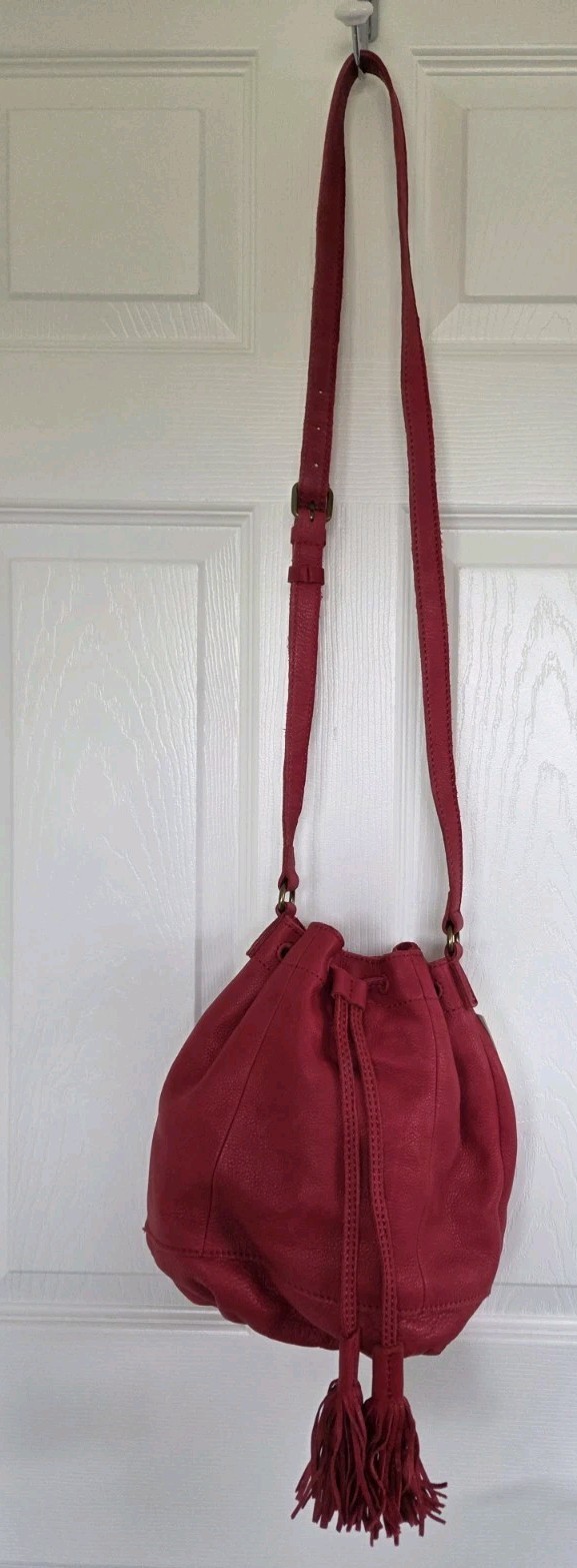 LUCKY BRAND Harper Bucket Bag Red HKW0221 NWT