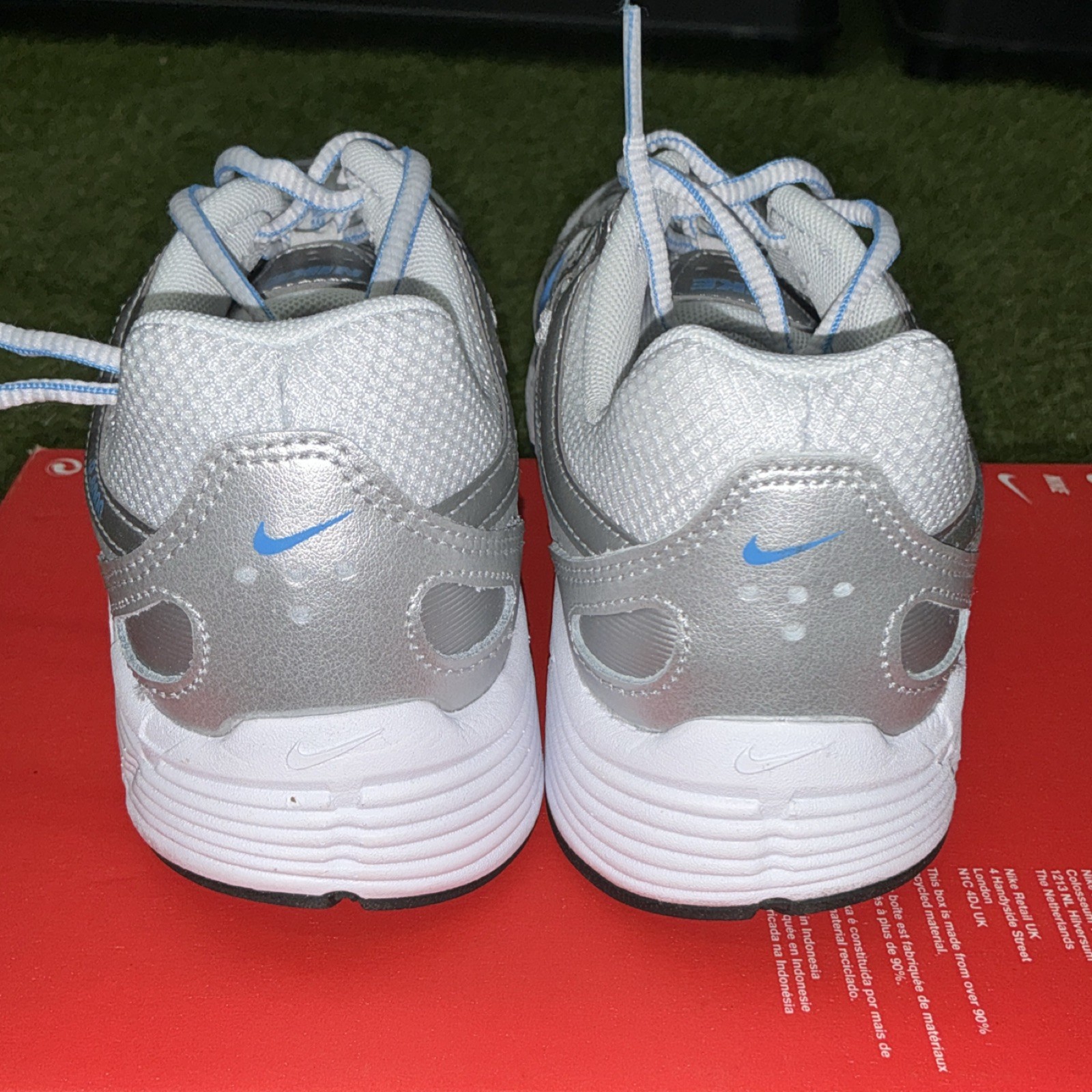 Nike P-6000 Silver Blue White Black Men’s Low Top Lace Up Sneakers Athletic