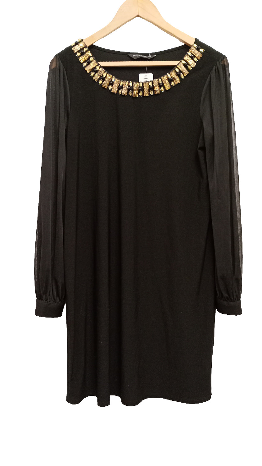 Dorothy Perkins Black Embellished Shift Dress – Size 14 UK – New With Tags