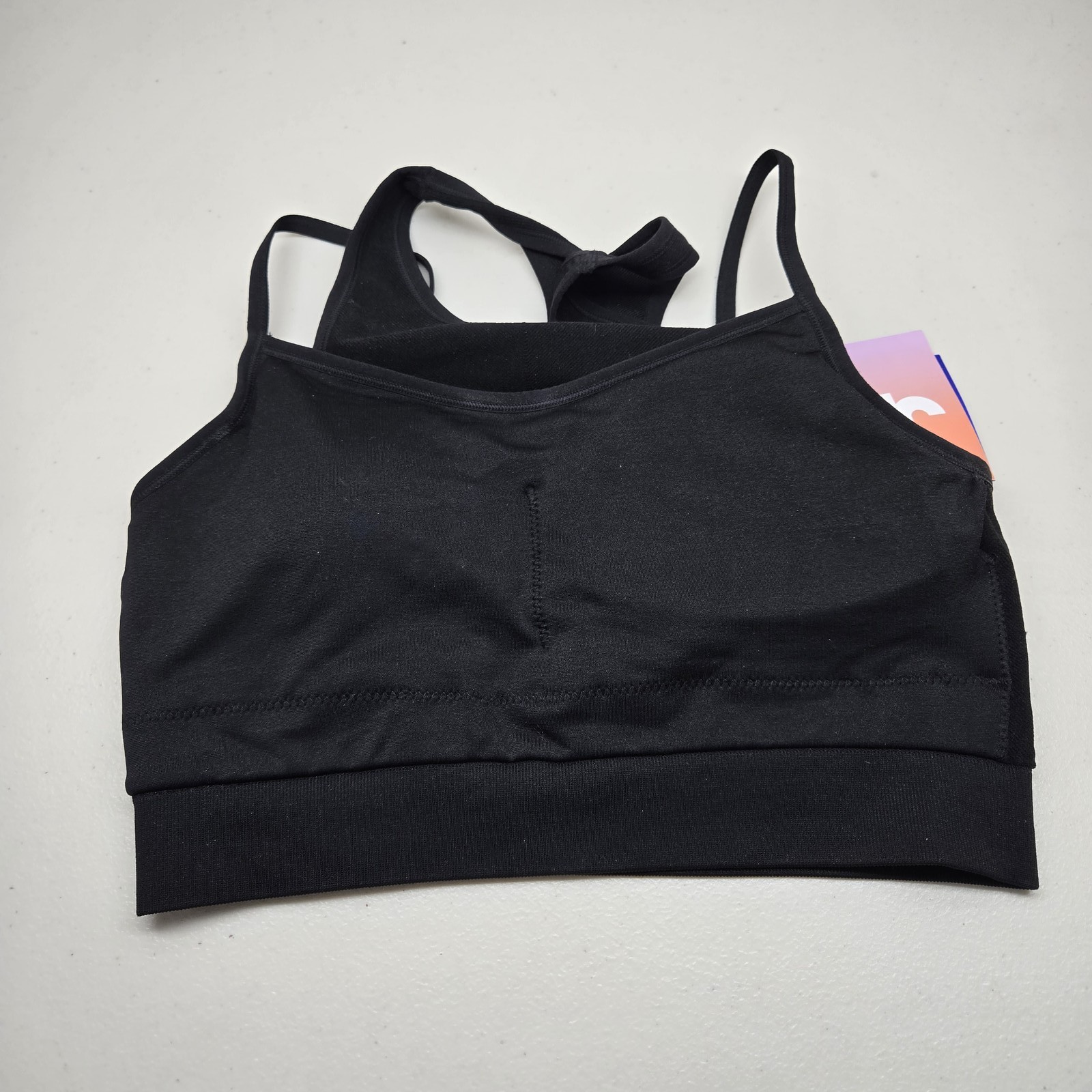 Joylab Women Sports Bra L Black Wireless Knit Racerback Seamless NWT
