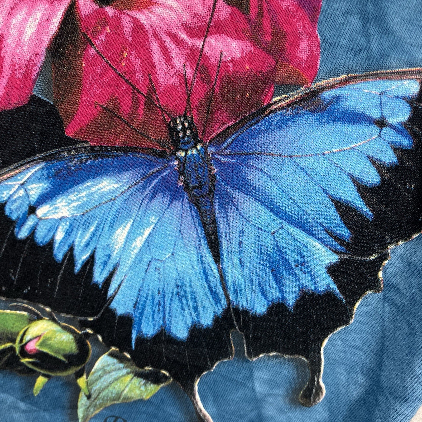Vintage Butterfly Nature T Shirt Mens Large Mountain Cotton Super Colorful